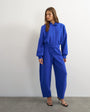 Topshop tailored bubble barrel leg trouser in blue