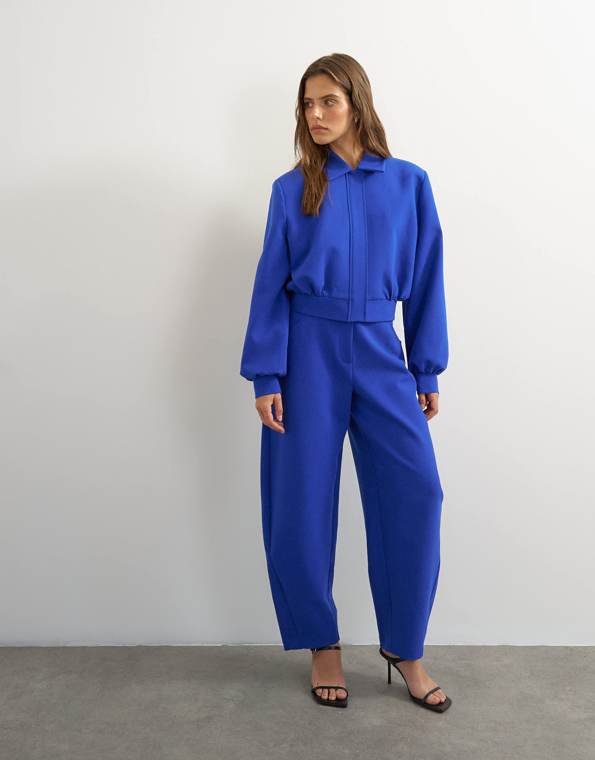Topshop tailored bubble barrel leg trouser in blue
