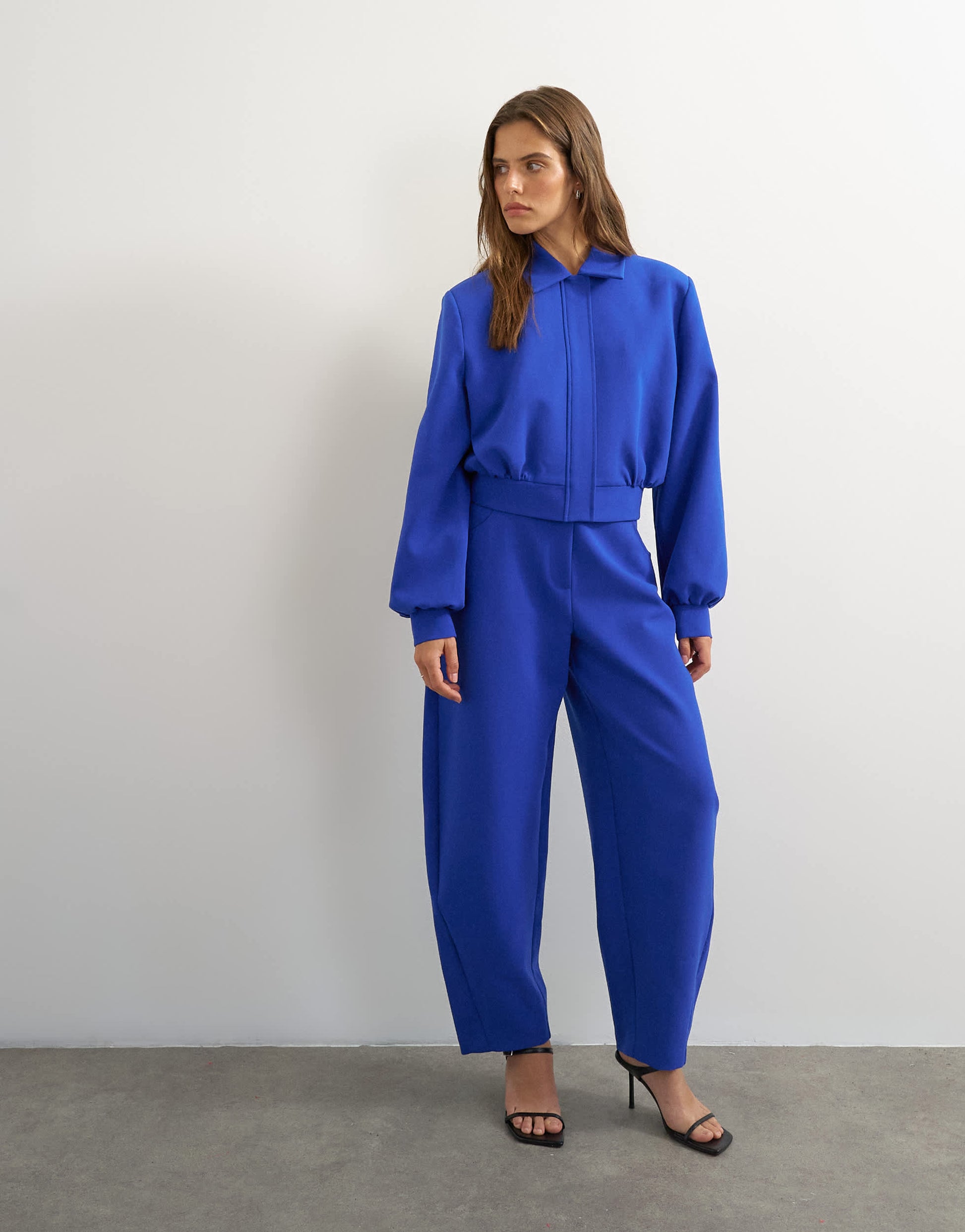 Topshop tailored bubble barrel leg trouser in blue