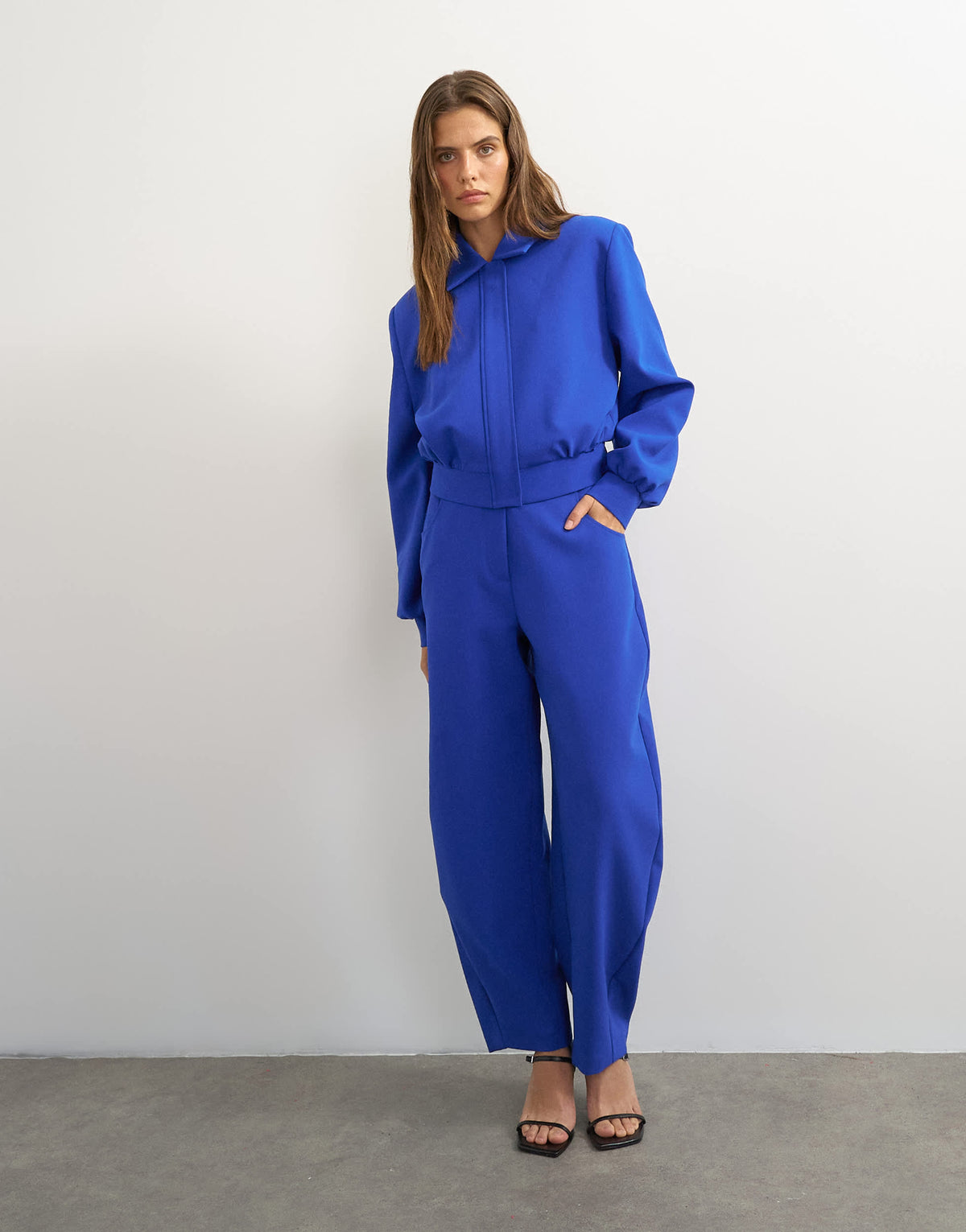 Topshop tailored bubble barrel leg trouser in blue