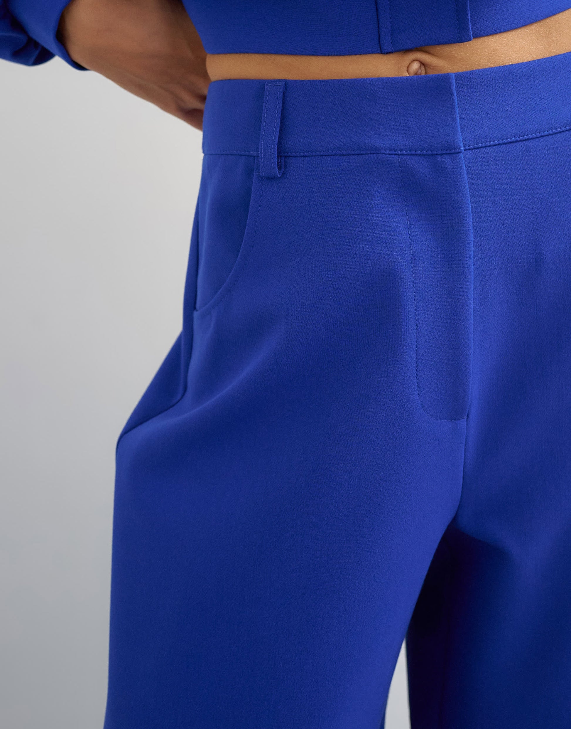 Topshop tailored bubble barrel leg trouser in blue