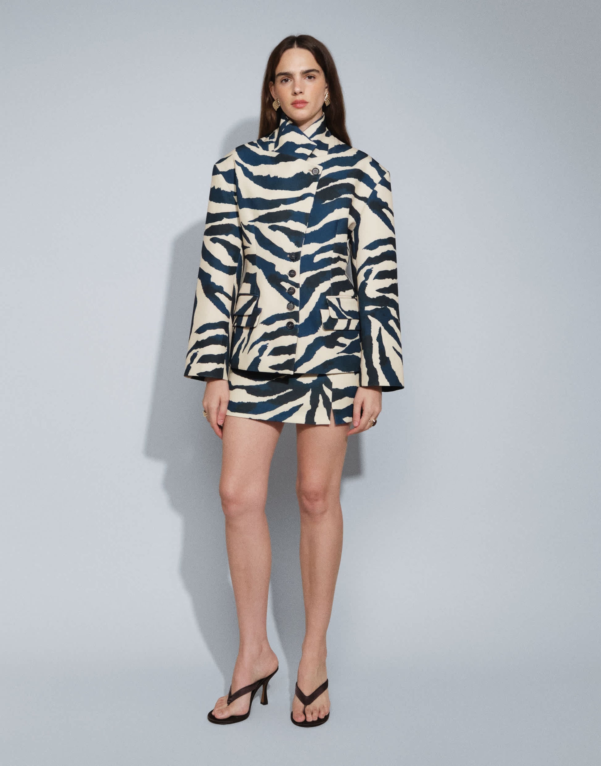 Topshop co-ord zebra print high neck blazer in zebra