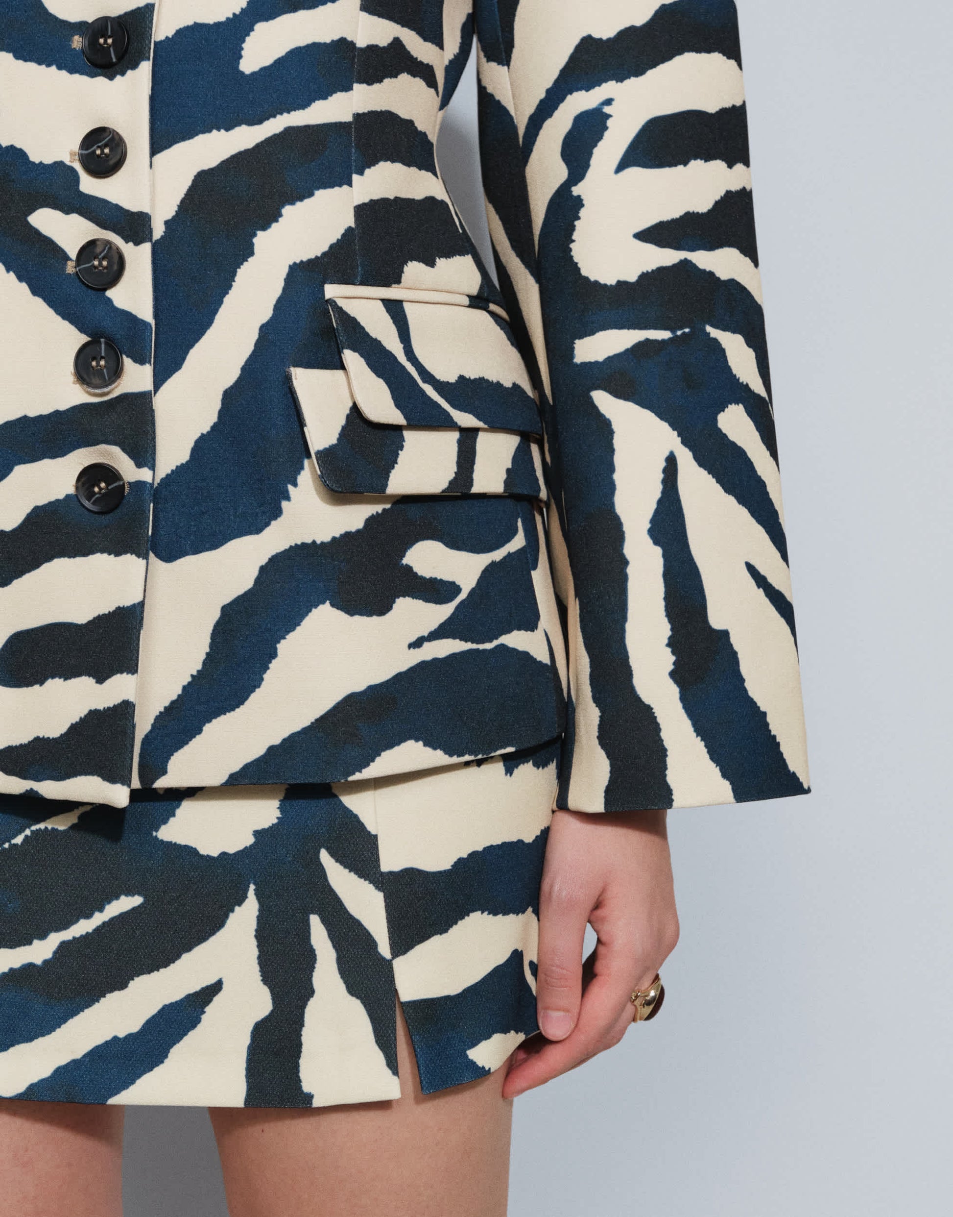 Topshop co-ord zebra print high neck blazer in zebra