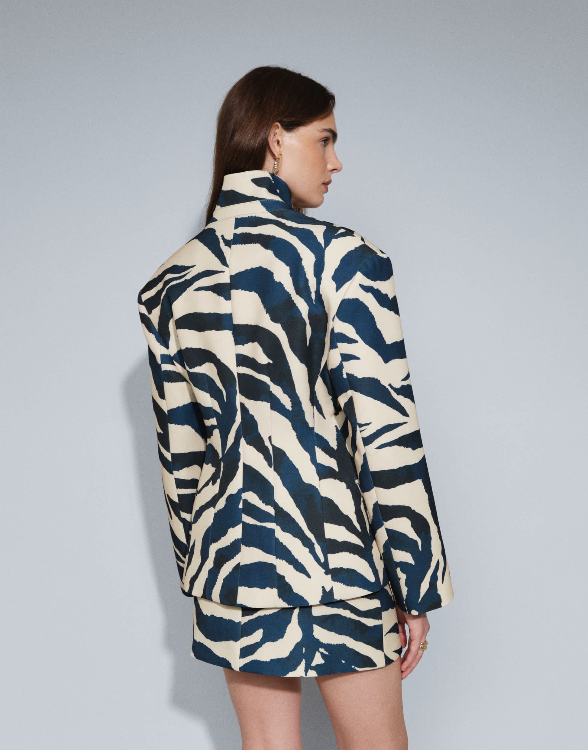 Topshop co-ord zebra print high neck blazer in zebra