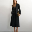 Topshop belted pleated cropped wide leg trouser in black
