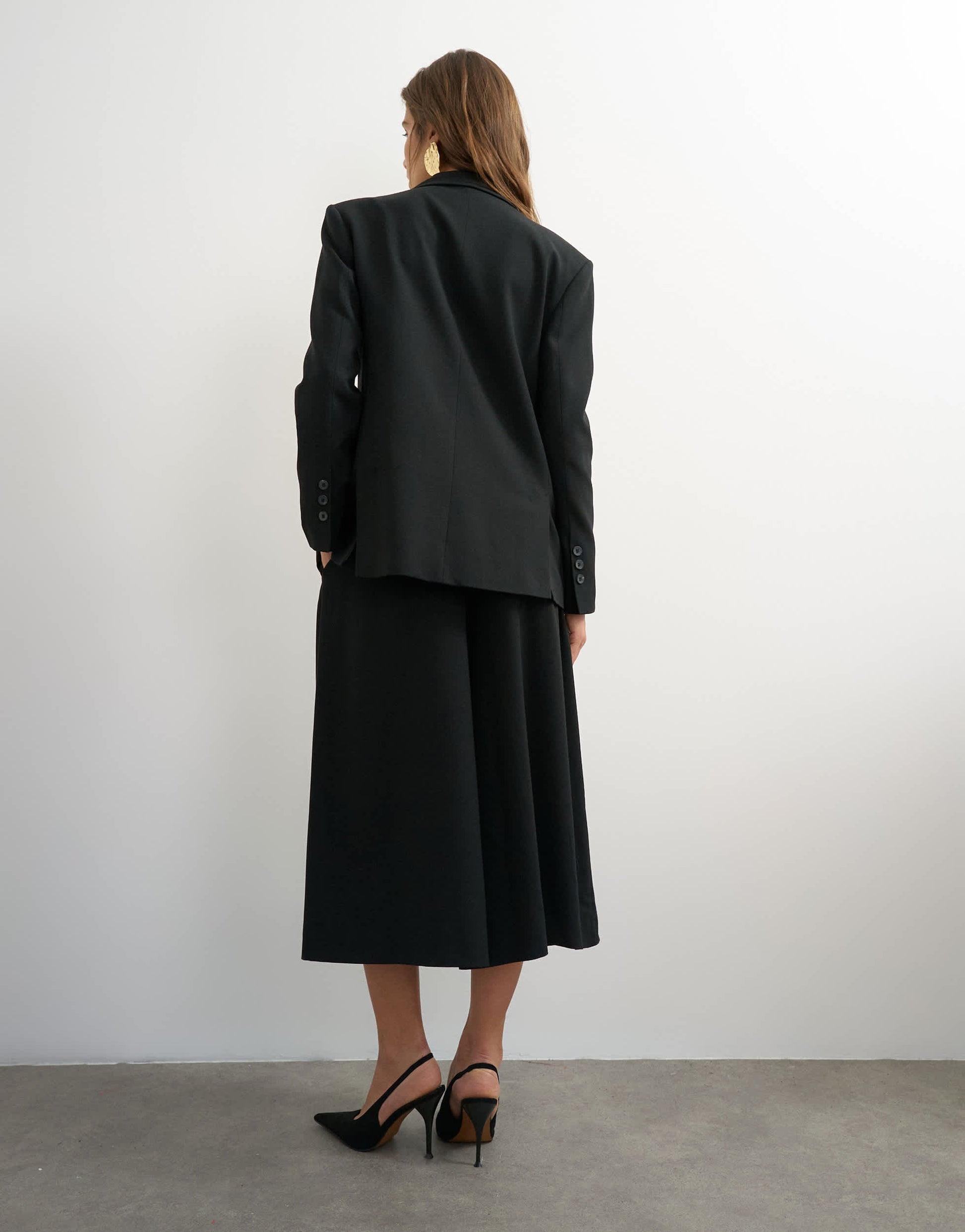 Topshop belted pleated cropped wide leg trouser in black