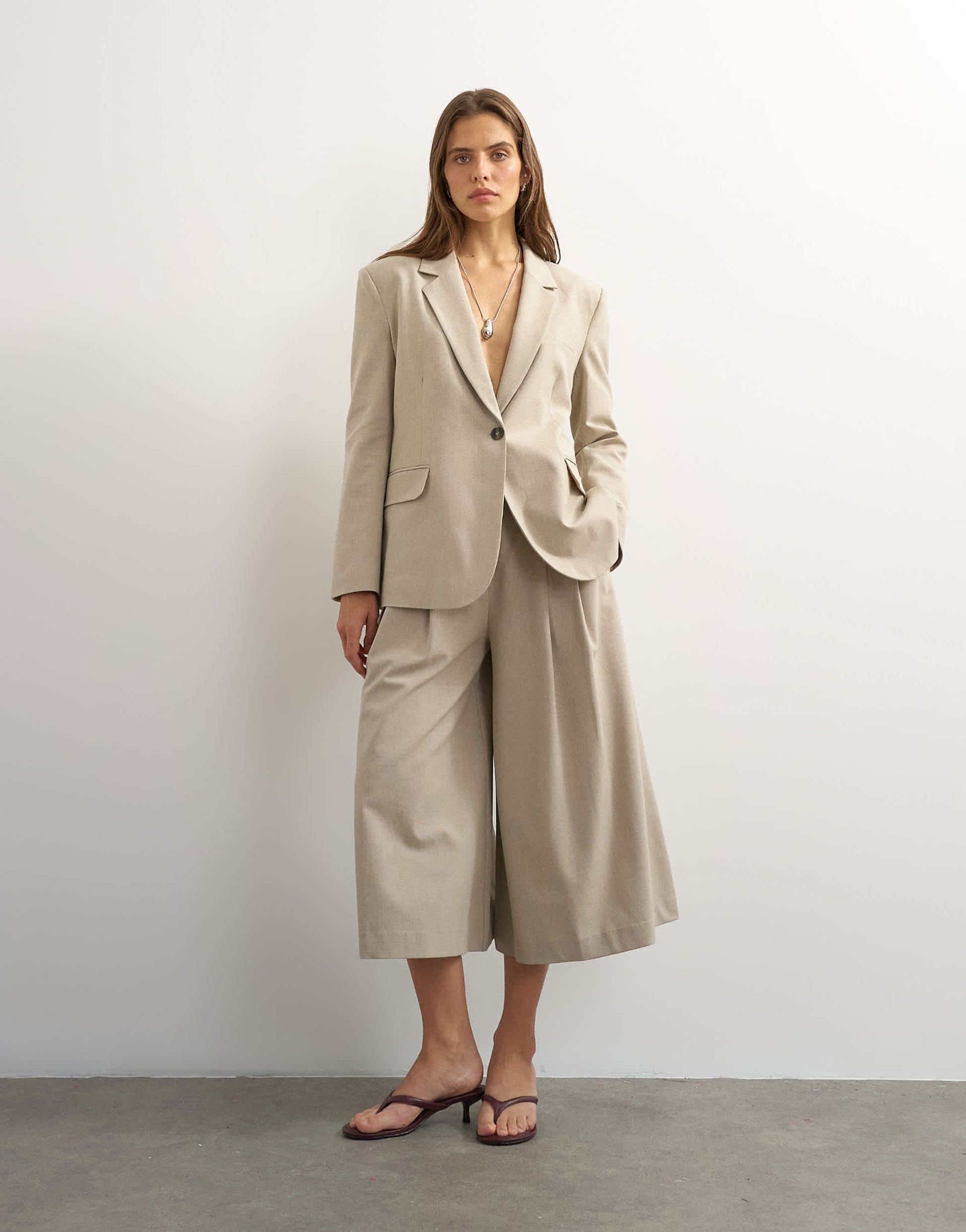 Topshop boyfriend single breasted blazer in beige