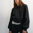 Topshop zip through formal blazer in black