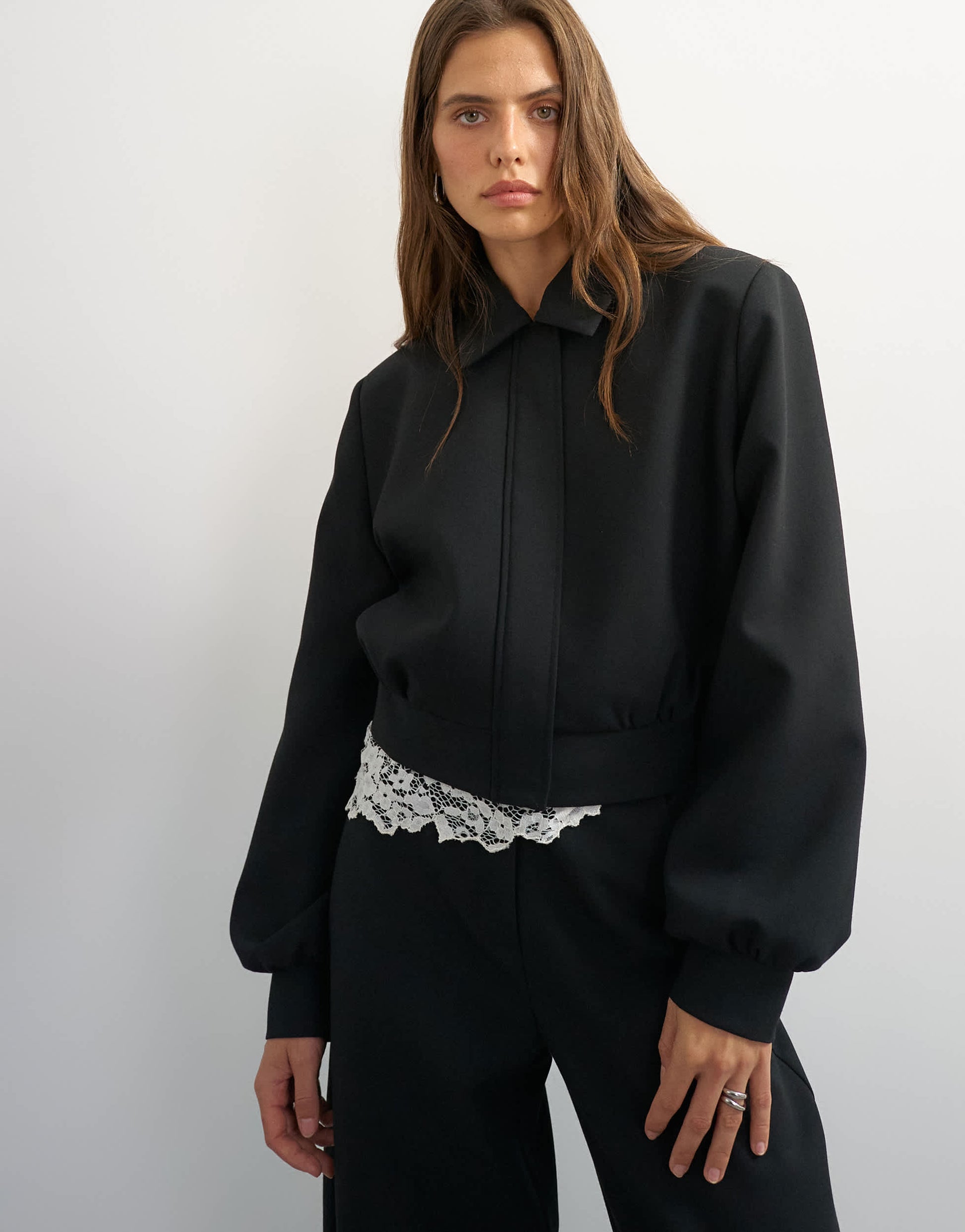 Topshop zip through formal blazer in black