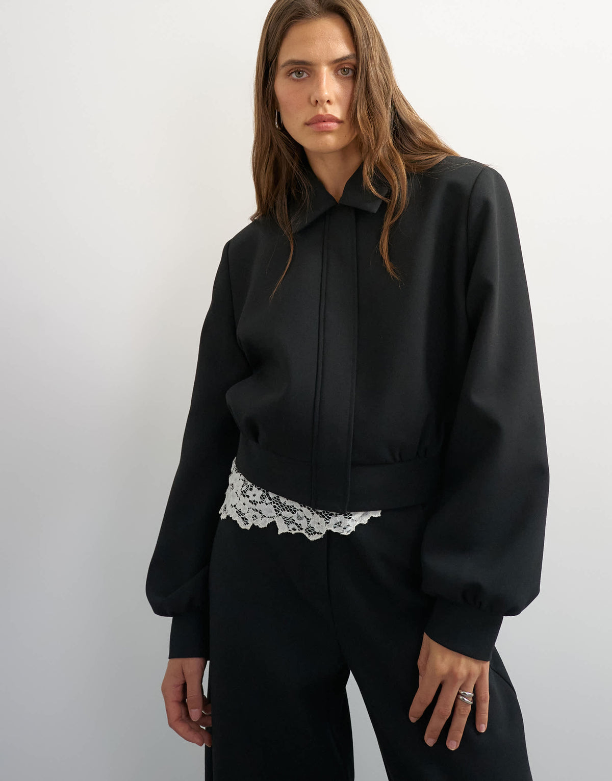 Topshop zip through formal blazer in black