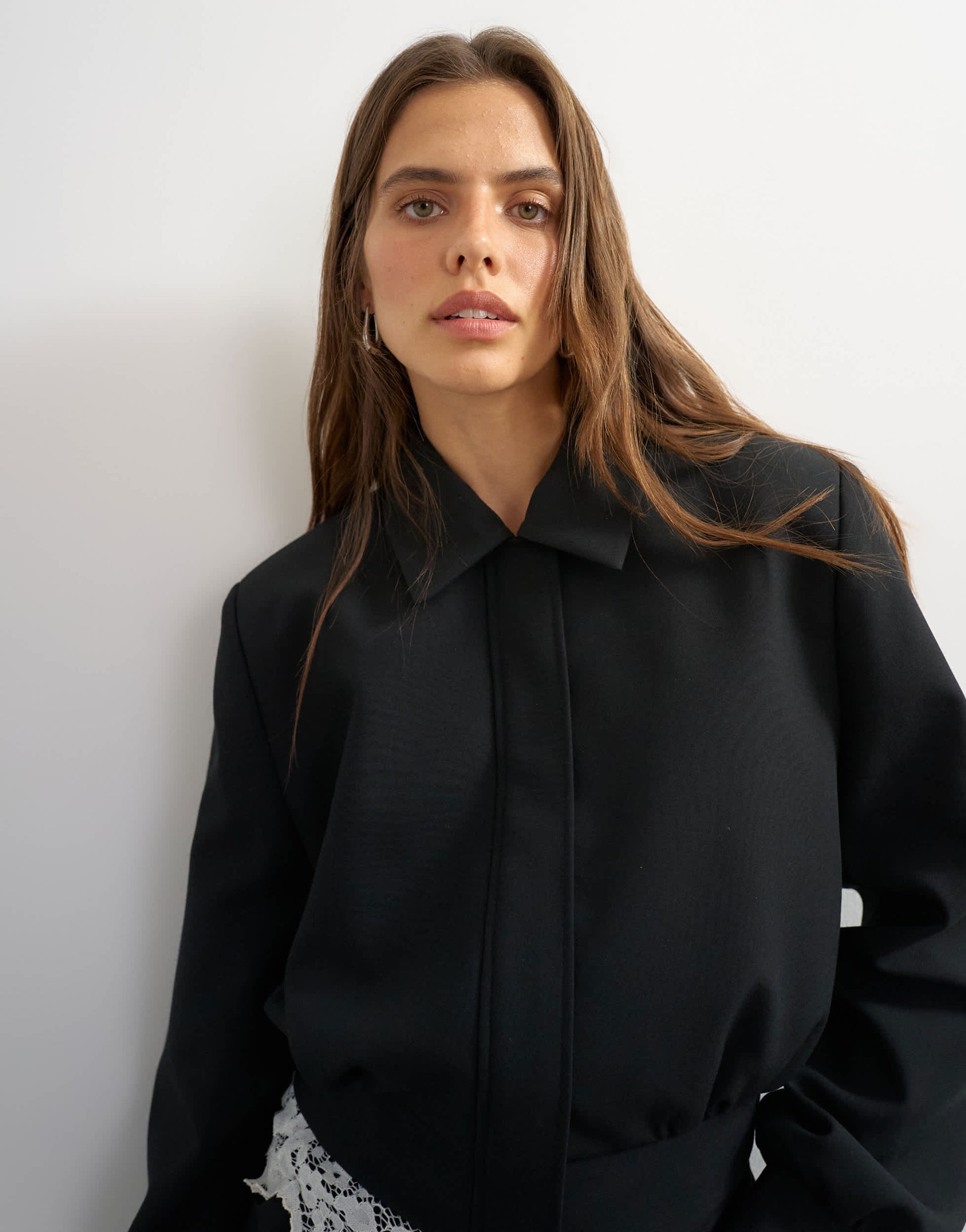 Topshop zip through formal blazer in black