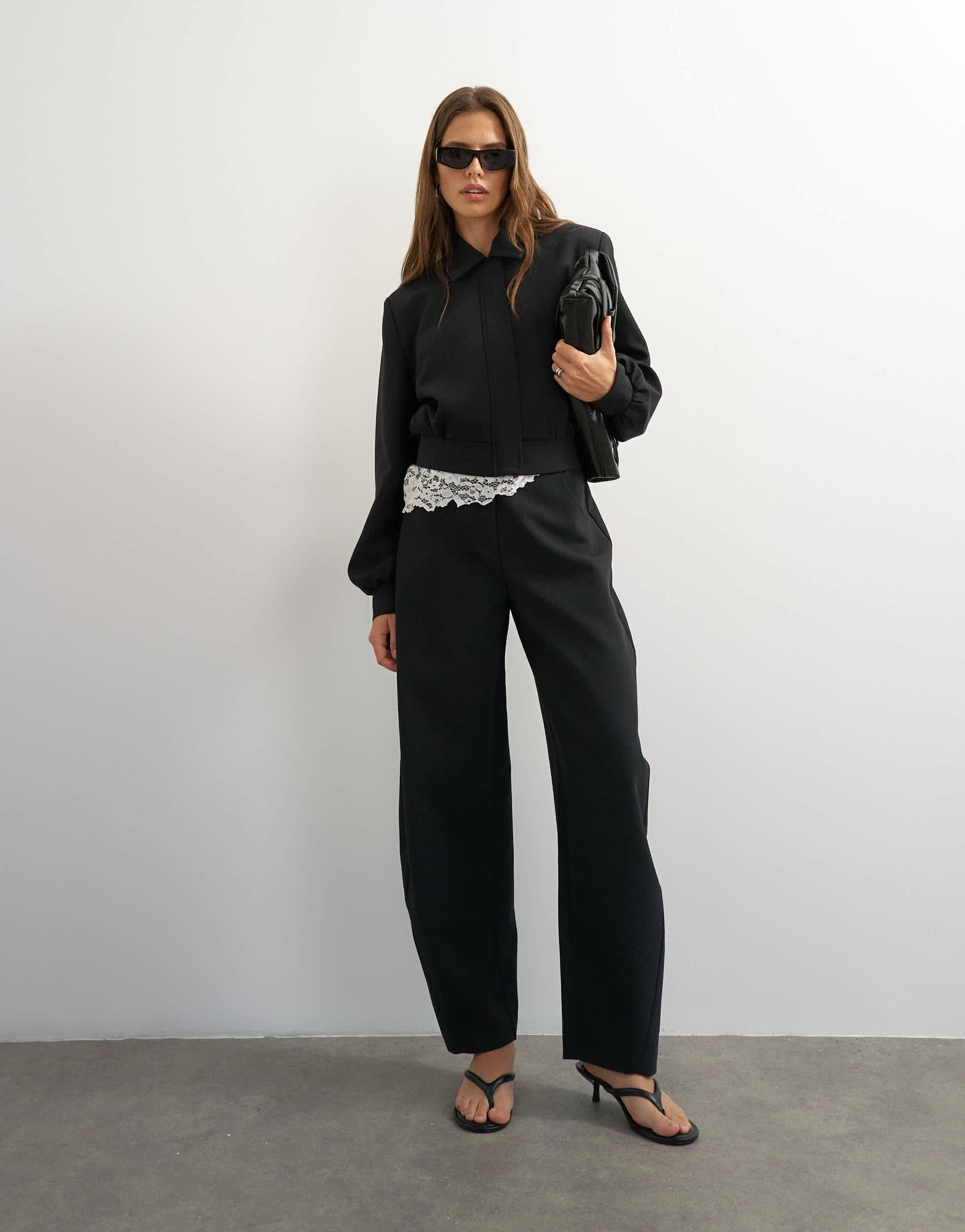 Topshop zip through formal blazer in black