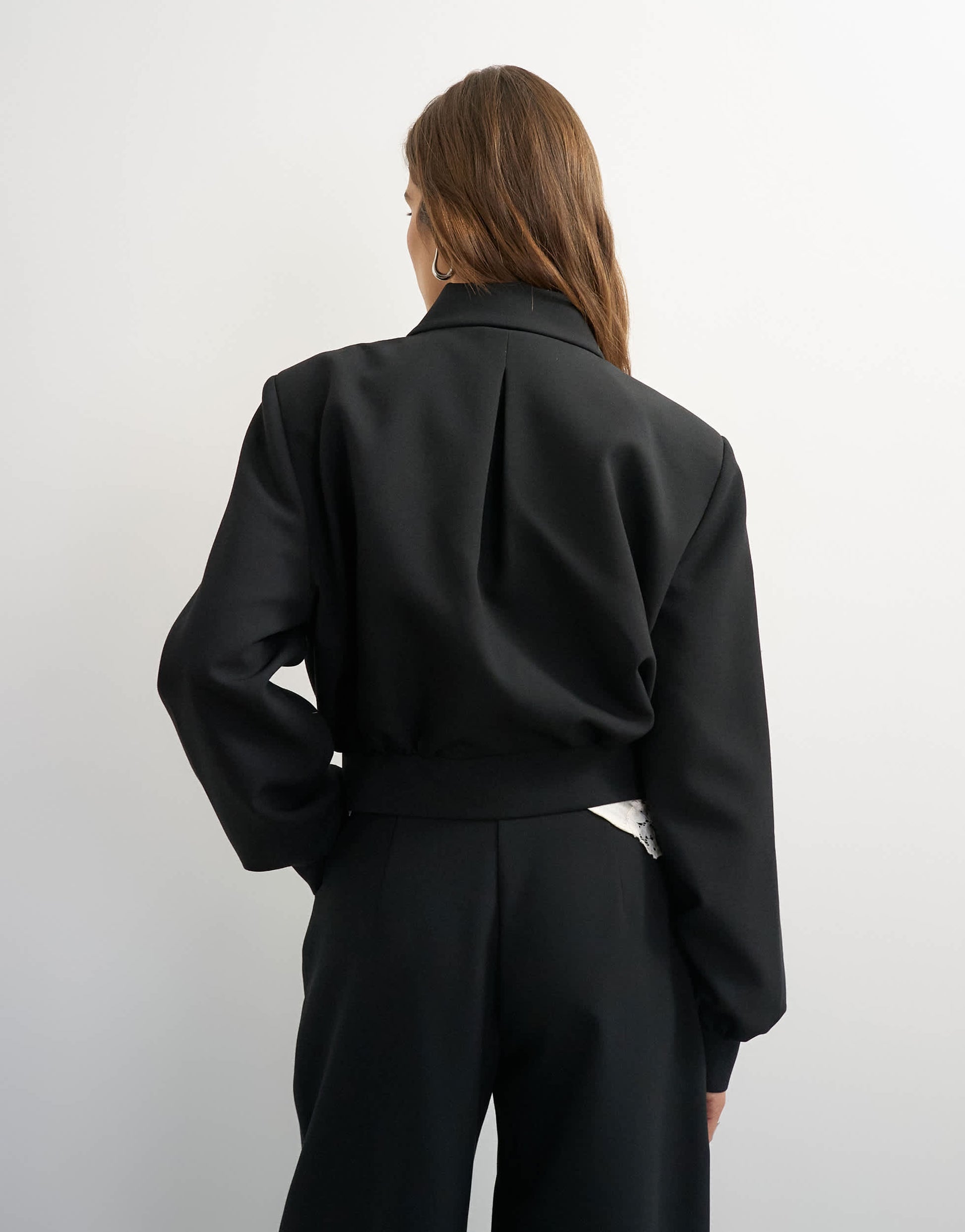 Topshop zip through formal blazer in black