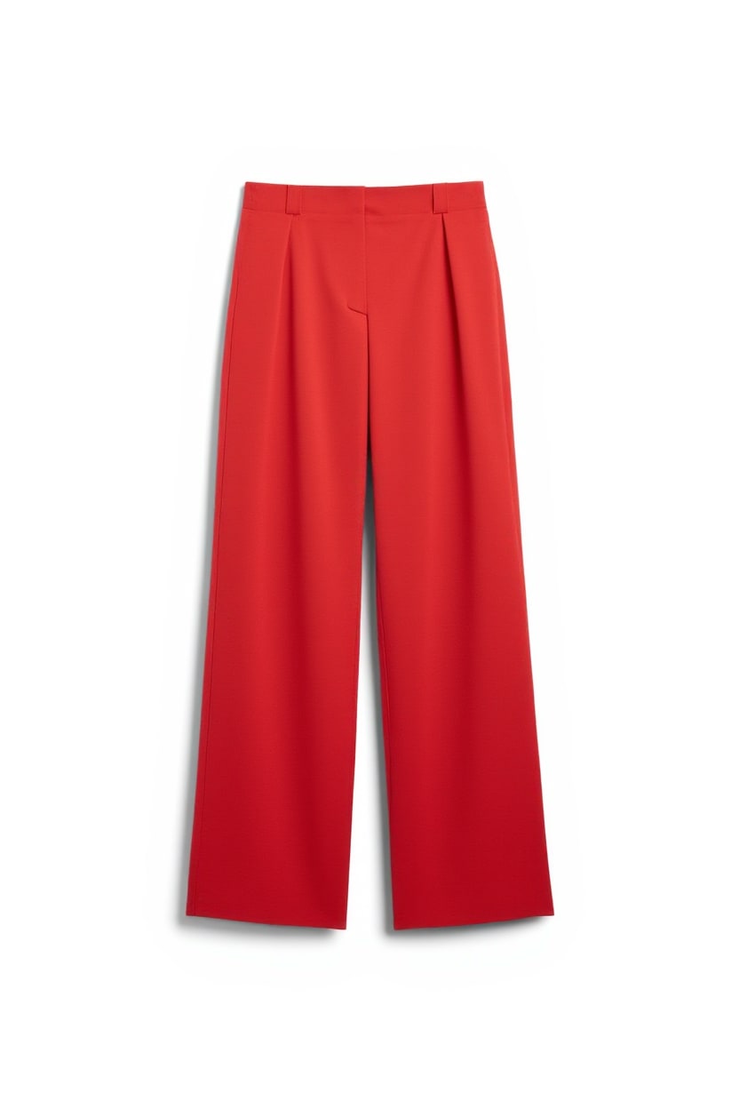 Topshop tailored pleat detail low rise wide leg trousers in red