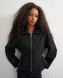 Topshop tailored zip through peplum top in black