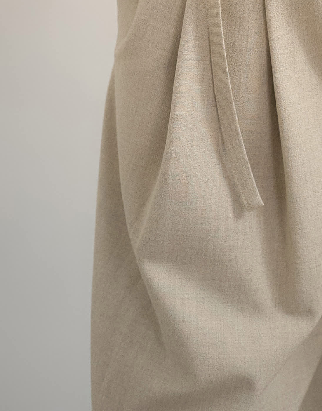 Topshop belted pleated cropped wide leg trouser in beige
