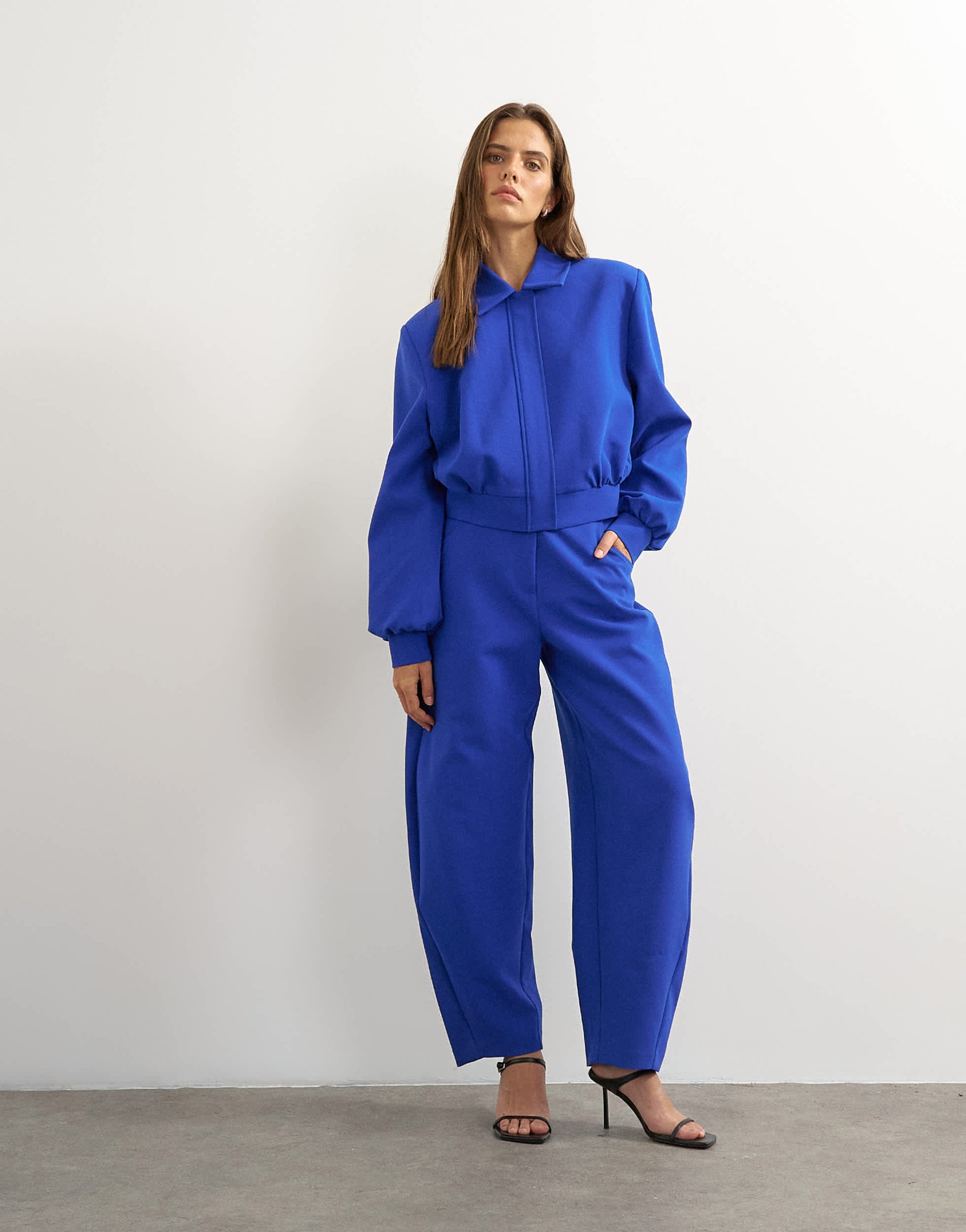 Topshop zip through formal blazer in blue