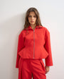 Topshop tailored zip through peplum top in red