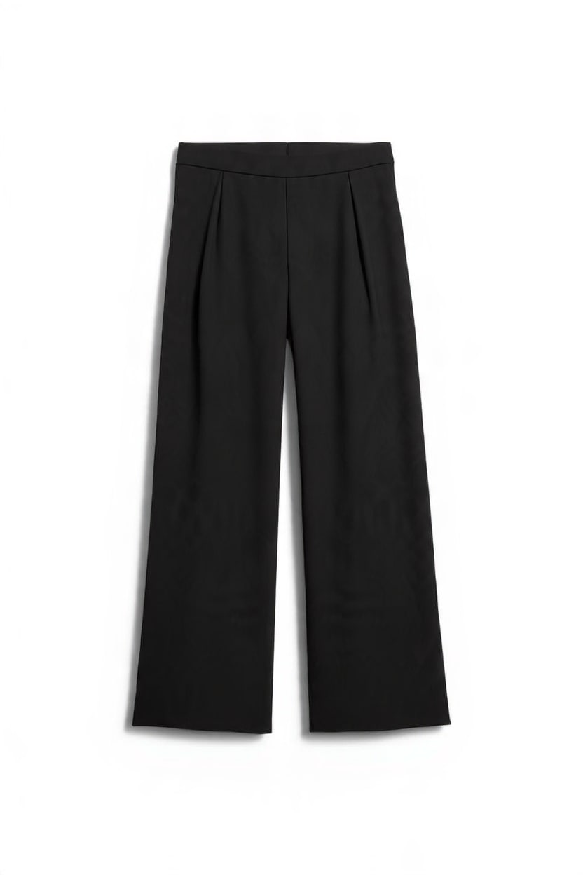 Topshop tailored pleat detail low rise wide leg trousers in black