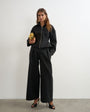 Topshop tailored pleat detail low rise wide leg trousers in black