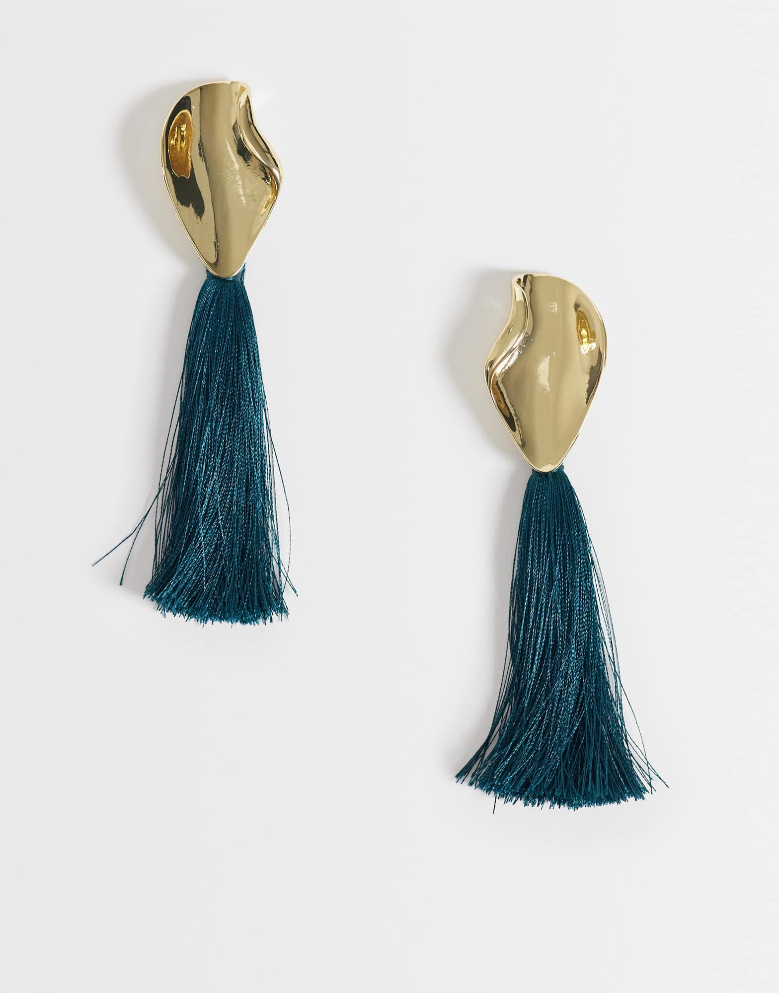 Topshop Emil tassel statement earring in teal