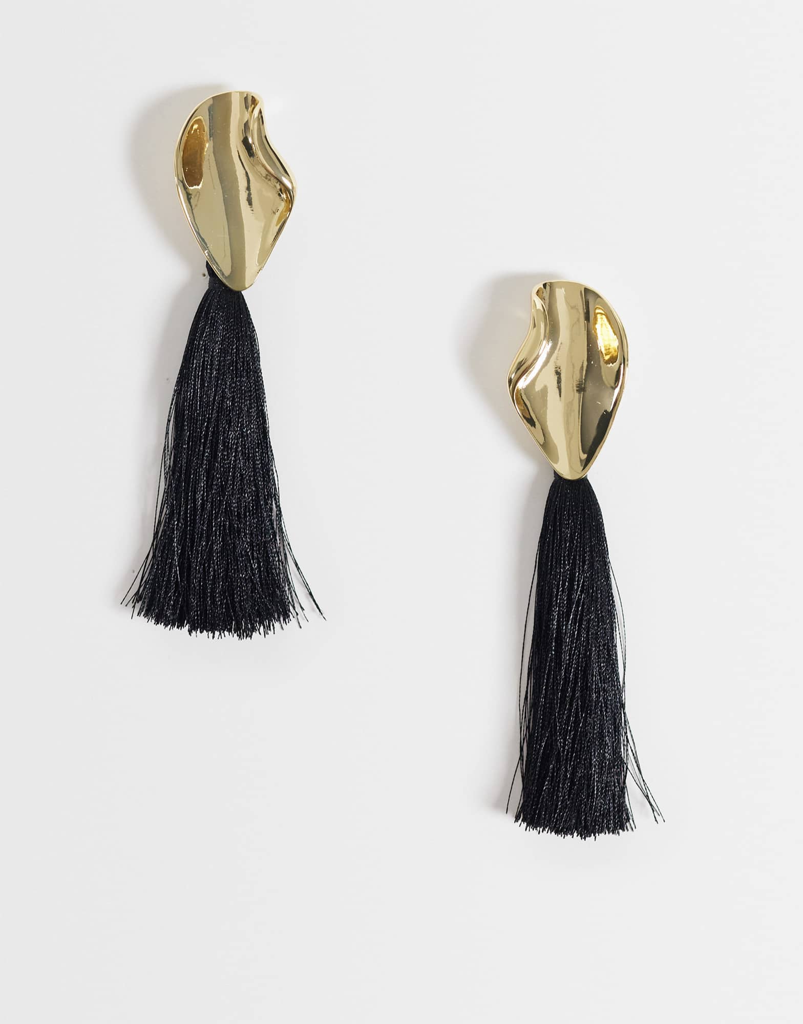 Topshop Emil tassel statement earring in black