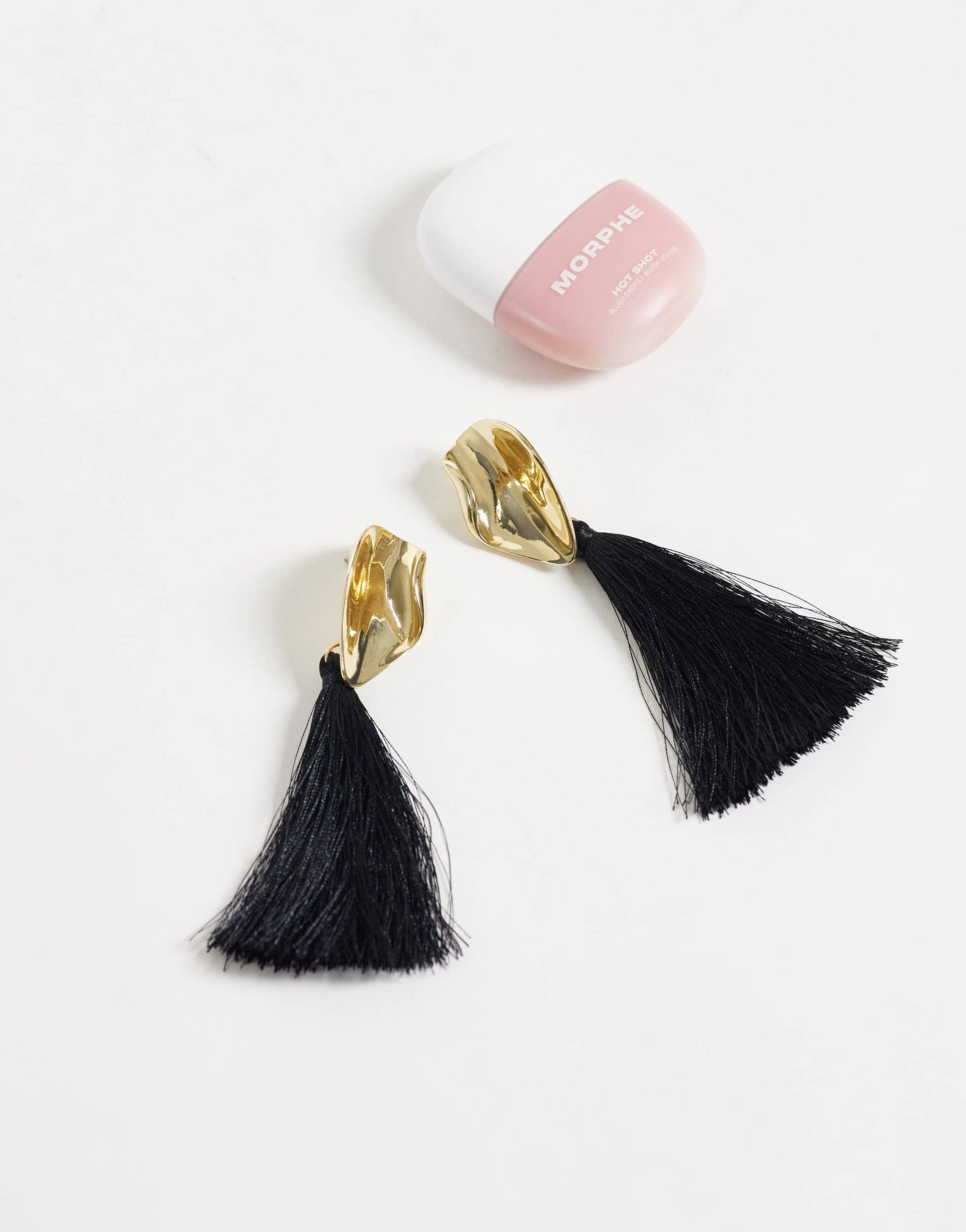 Topshop Emil tassel statement earring in black