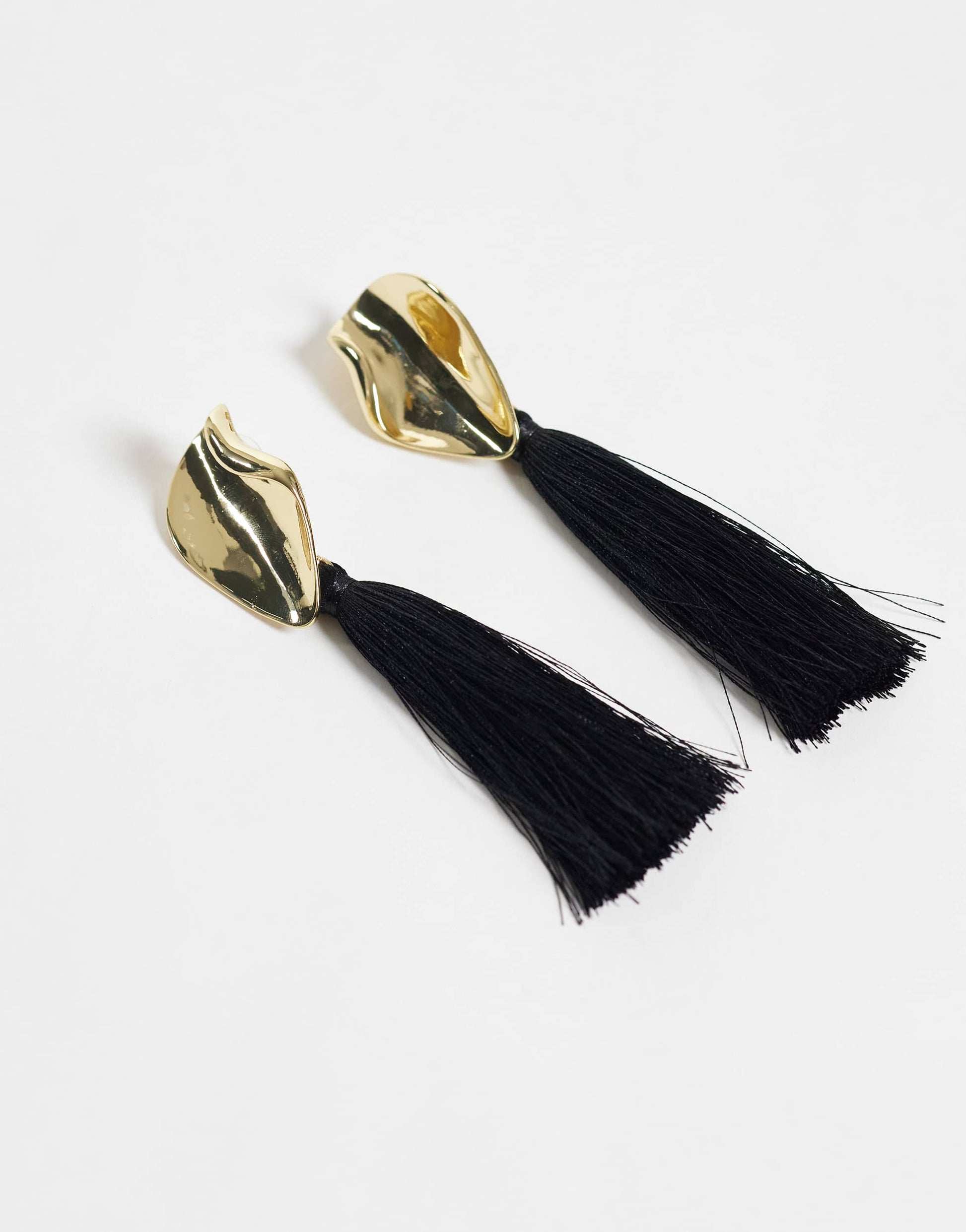 Topshop Emil tassel statement earring in black