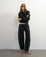 Topshop tailored bubble barrel leg trouser in black