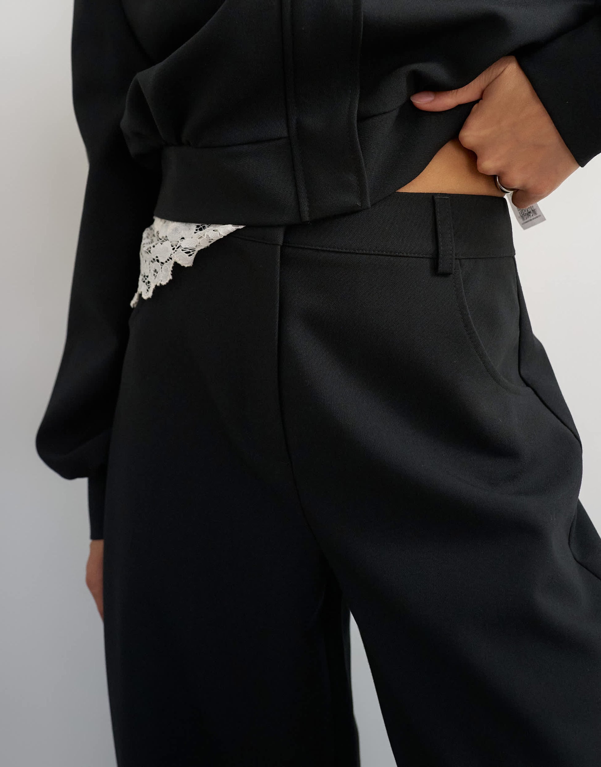 Topshop tailored bubble barrel leg trouser in black