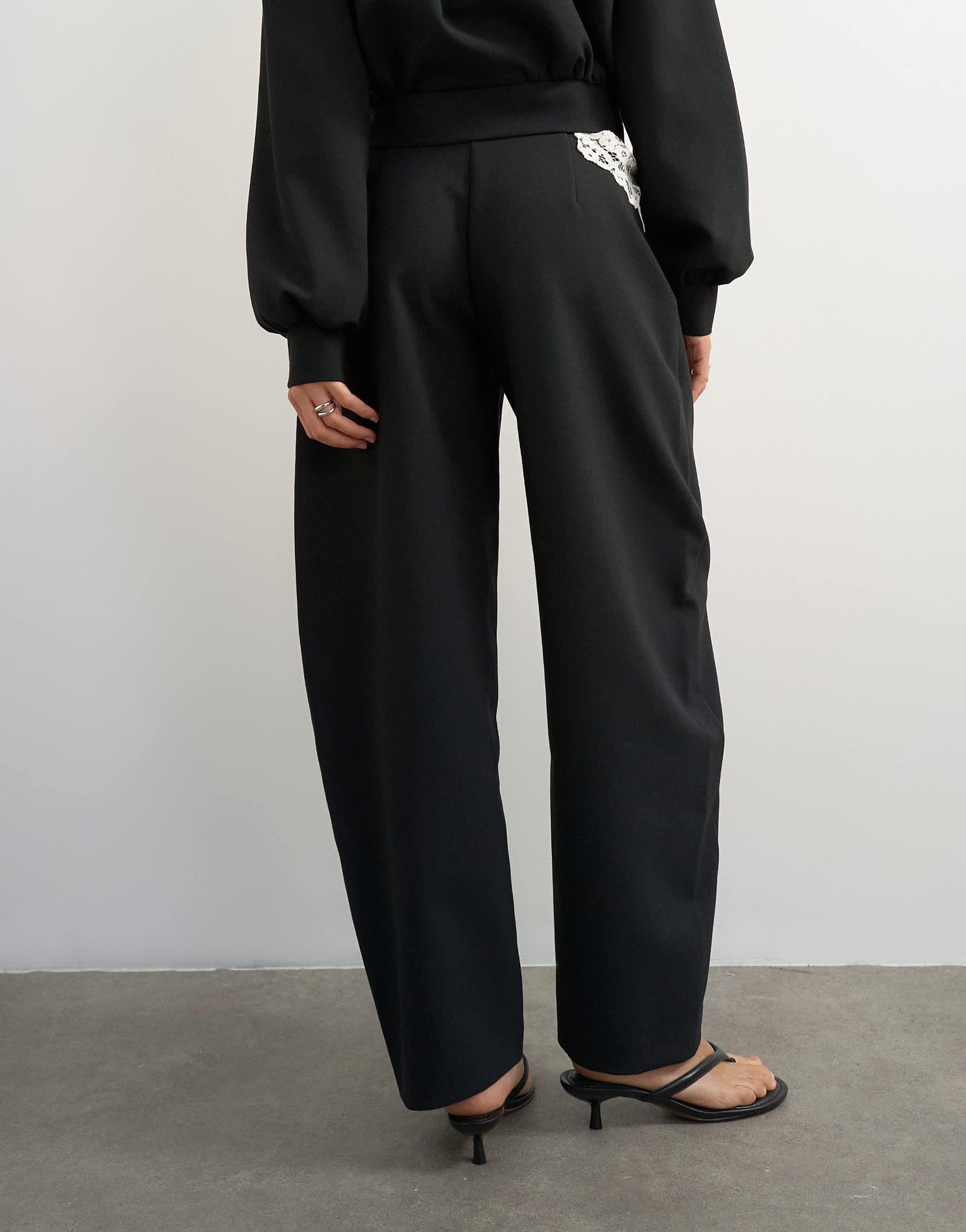 Topshop tailored bubble barrel leg trouser in black