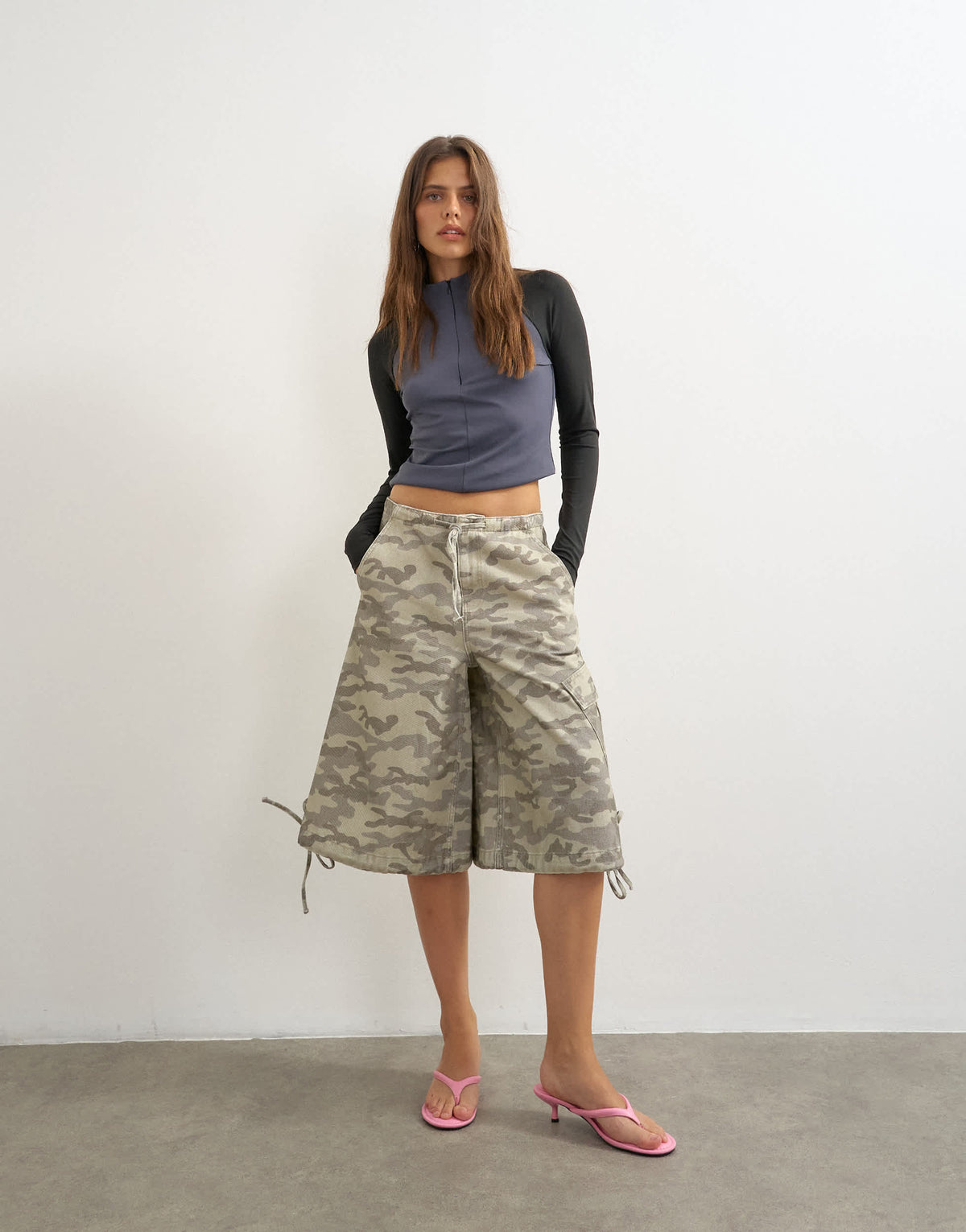 Topshop denim baggy camo jorts