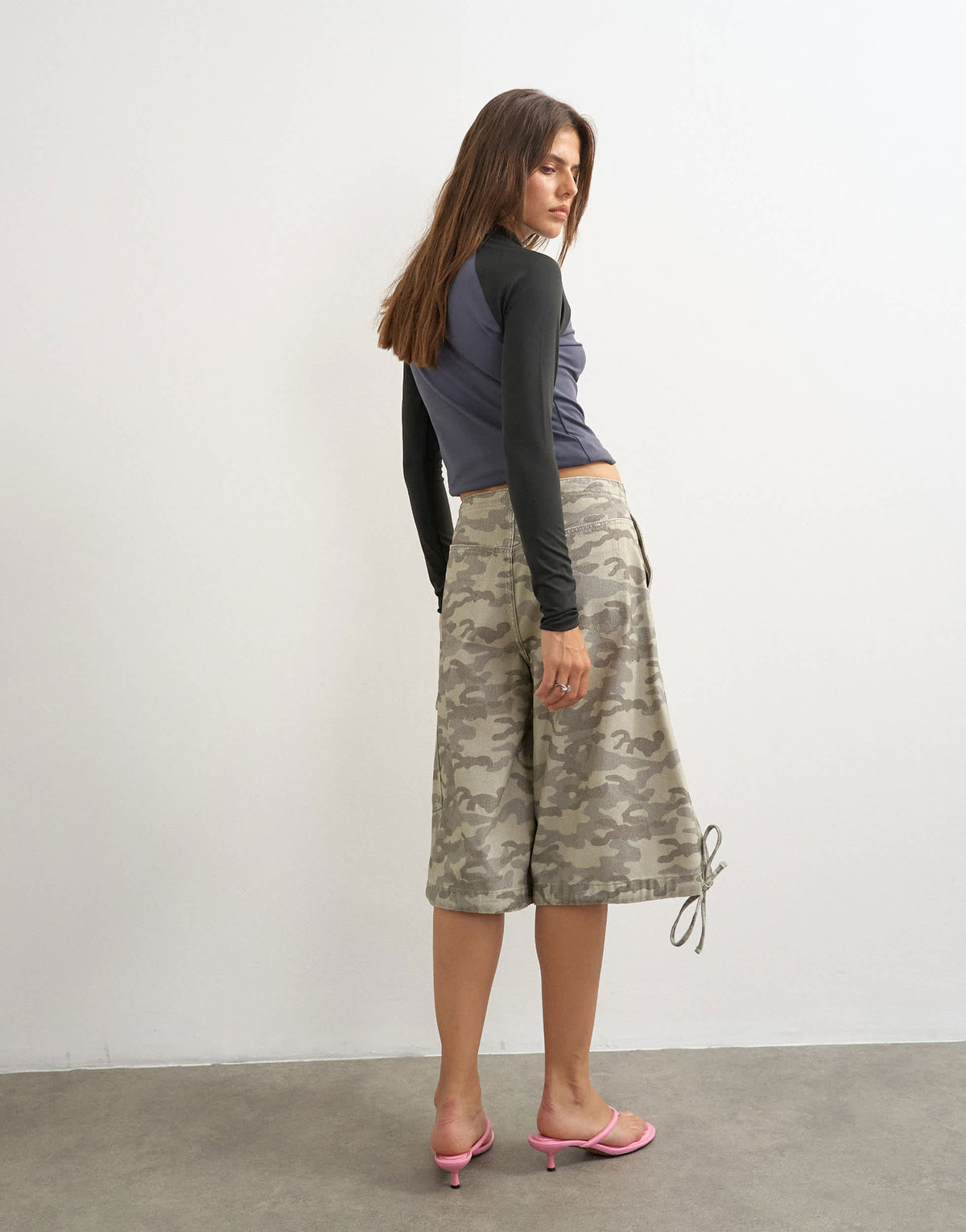 Topshop denim baggy camo jorts
