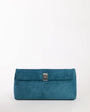 Topshop Amber oversized suedette fold over clutch bag with hardware in teal