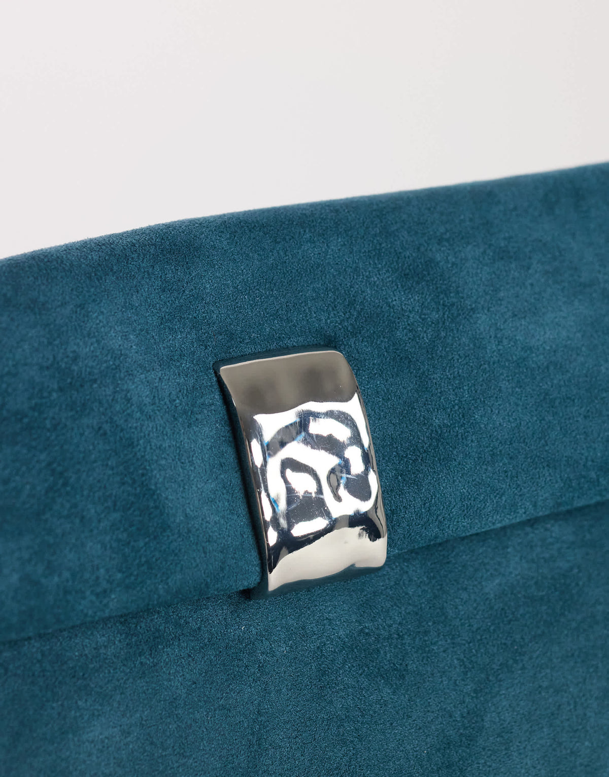 Topshop Amber oversized suedette fold over clutch bag with hardware in teal