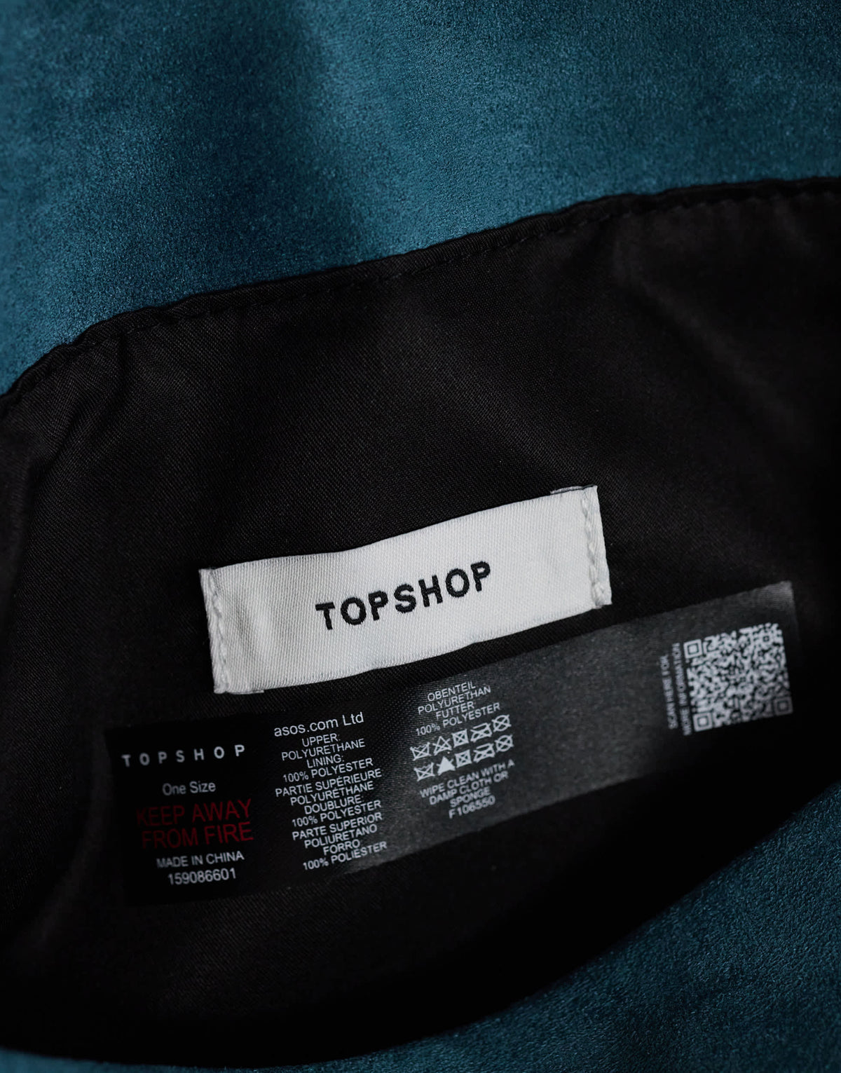 Topshop Amber oversized suedette fold over clutch bag with hardware in teal