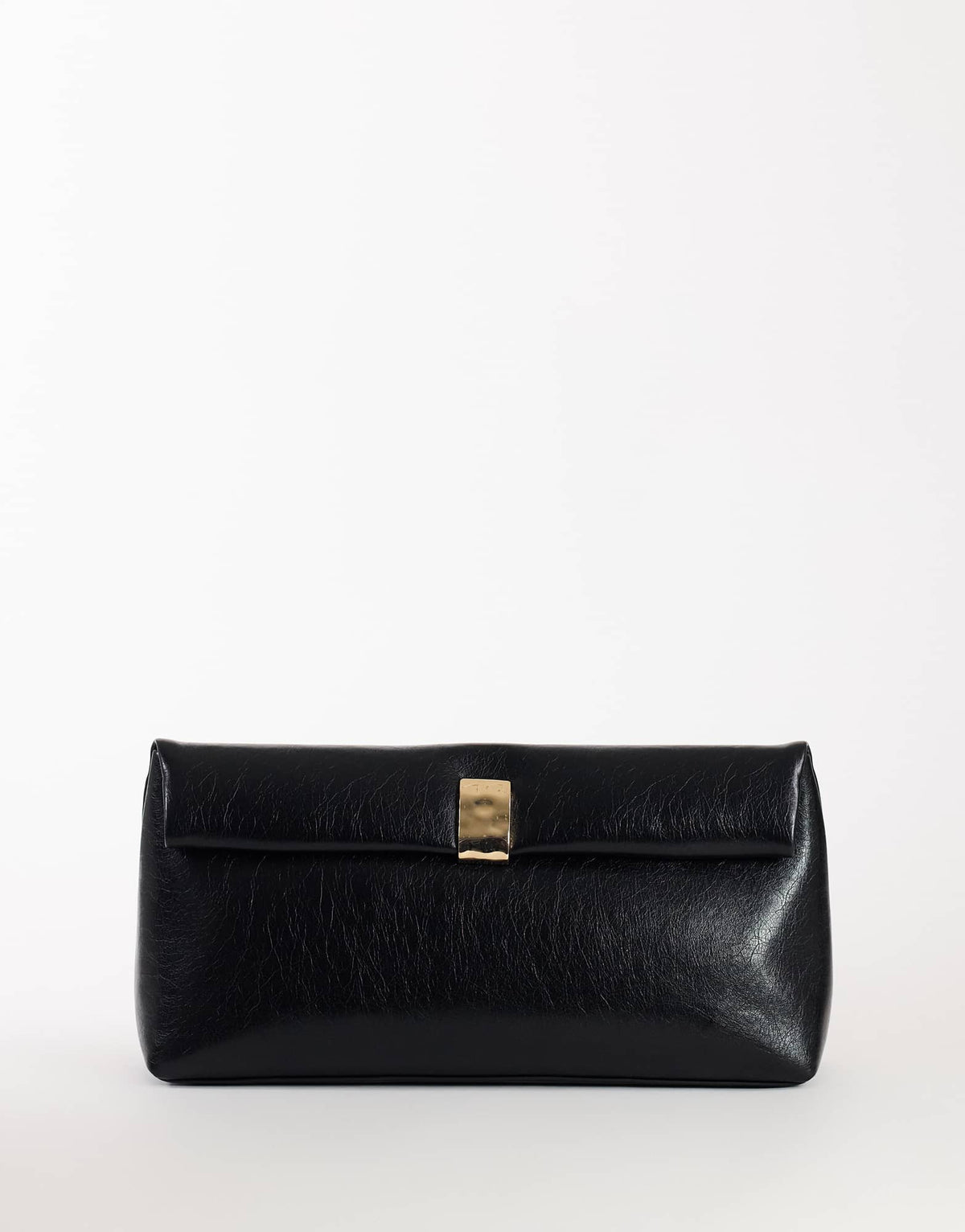Topshop Amber oversized  fold over clutch bag with hardware in black