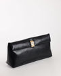 Topshop Amber oversized fold over clutch bag with gold hardware in black
