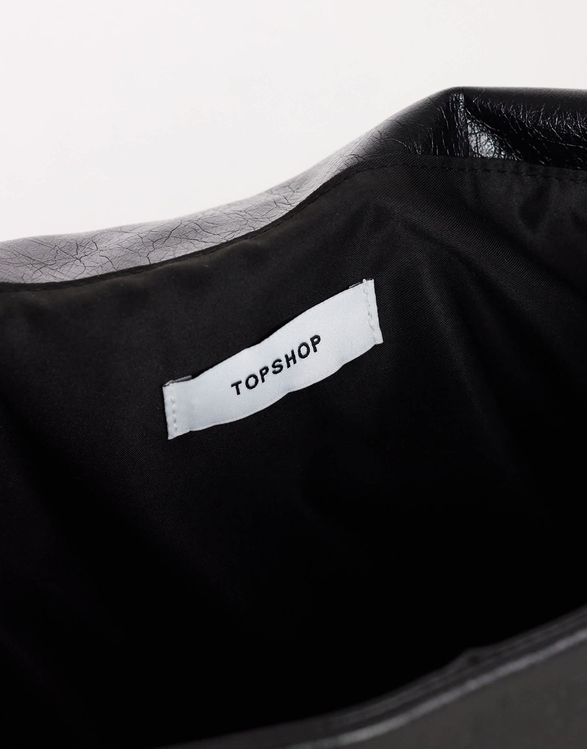 Topshop Amber oversized fold over clutch bag with gold hardware in black