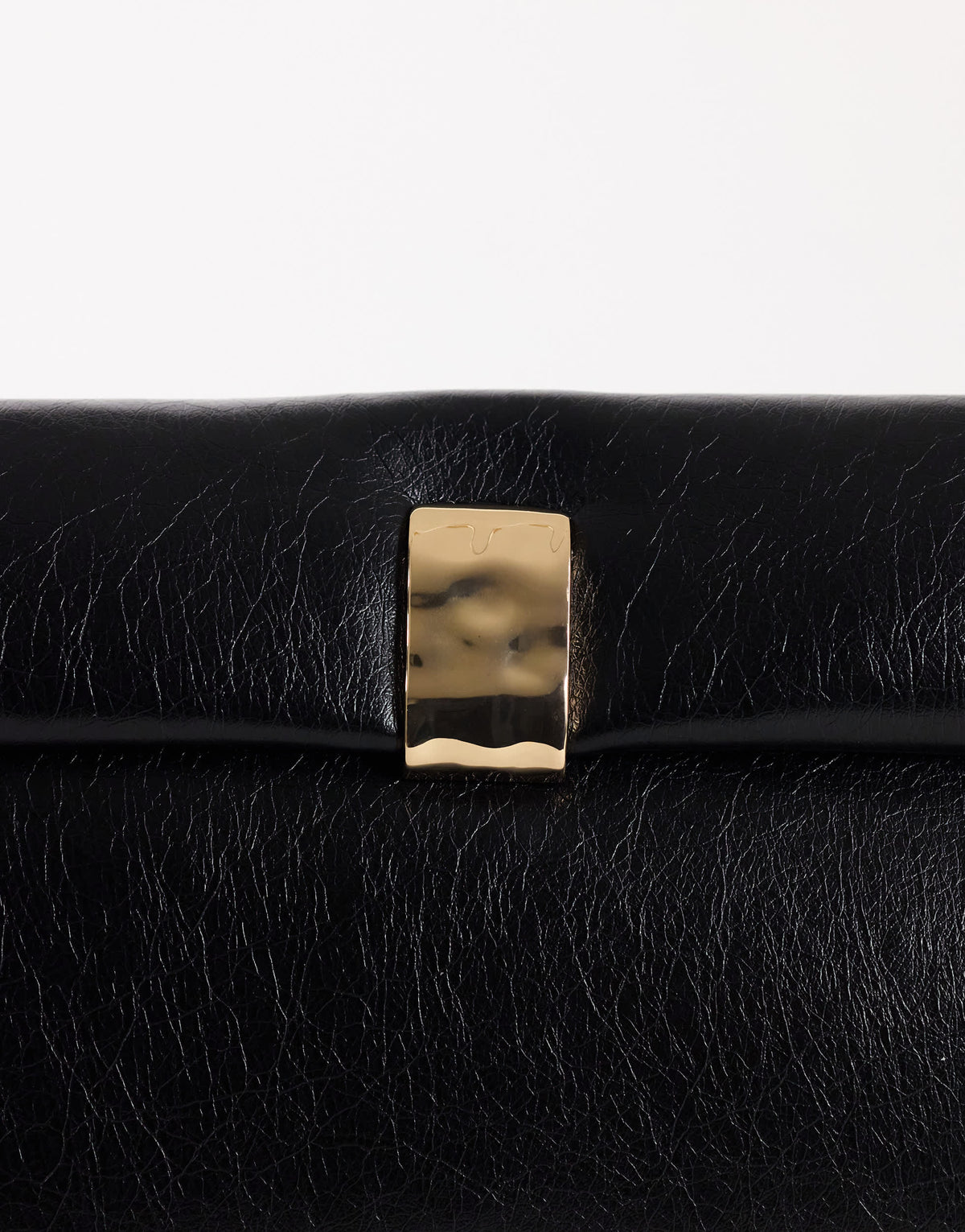 Topshop Amber oversized fold over clutch bag with gold hardware in black