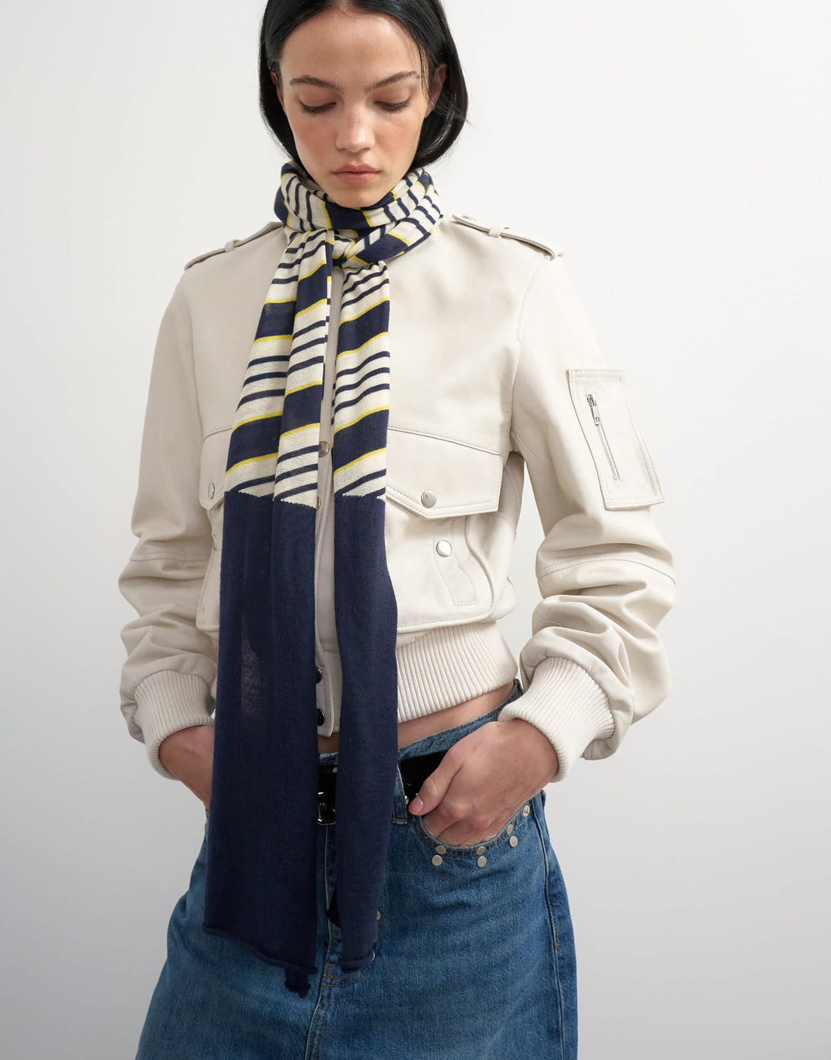 Topshop x Talia Byre merino wool scarf in white stripe