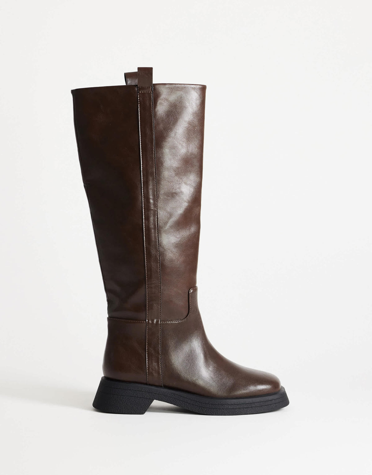 Topshop Lauren chunky knee high boot in chocolate