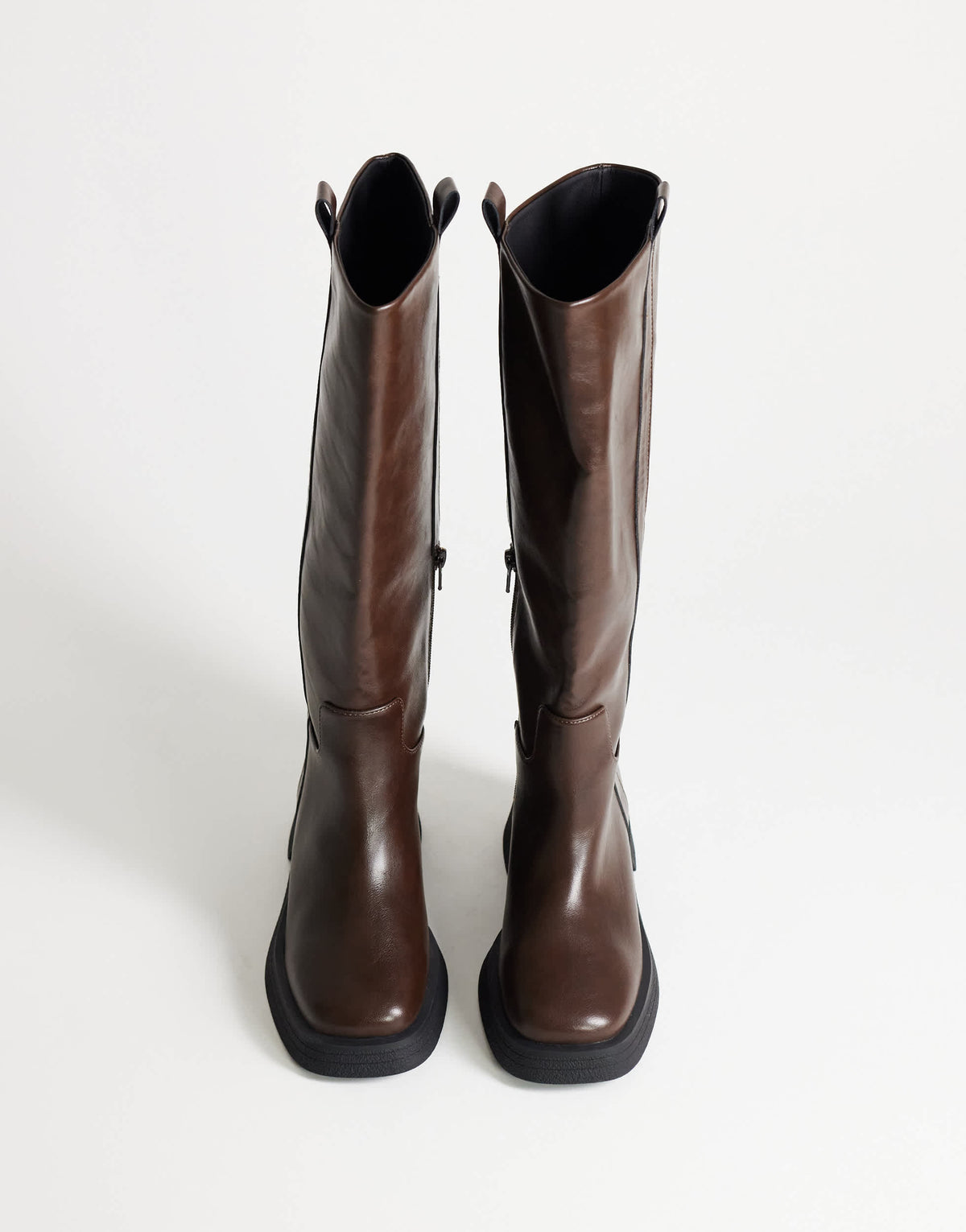 Topshop Lauren chunky knee high boot in chocolate
