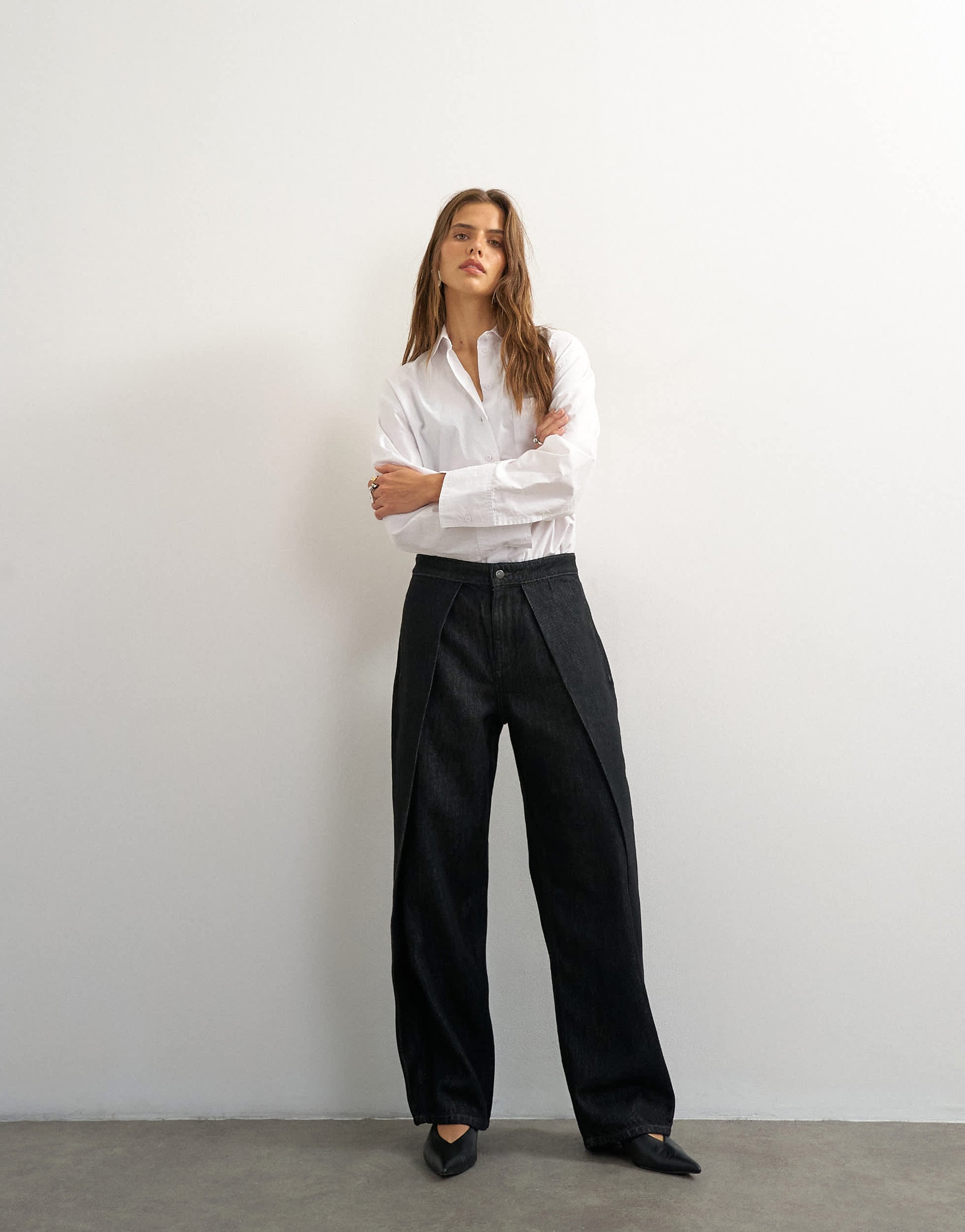 Topshop Wrap Front jean washed black