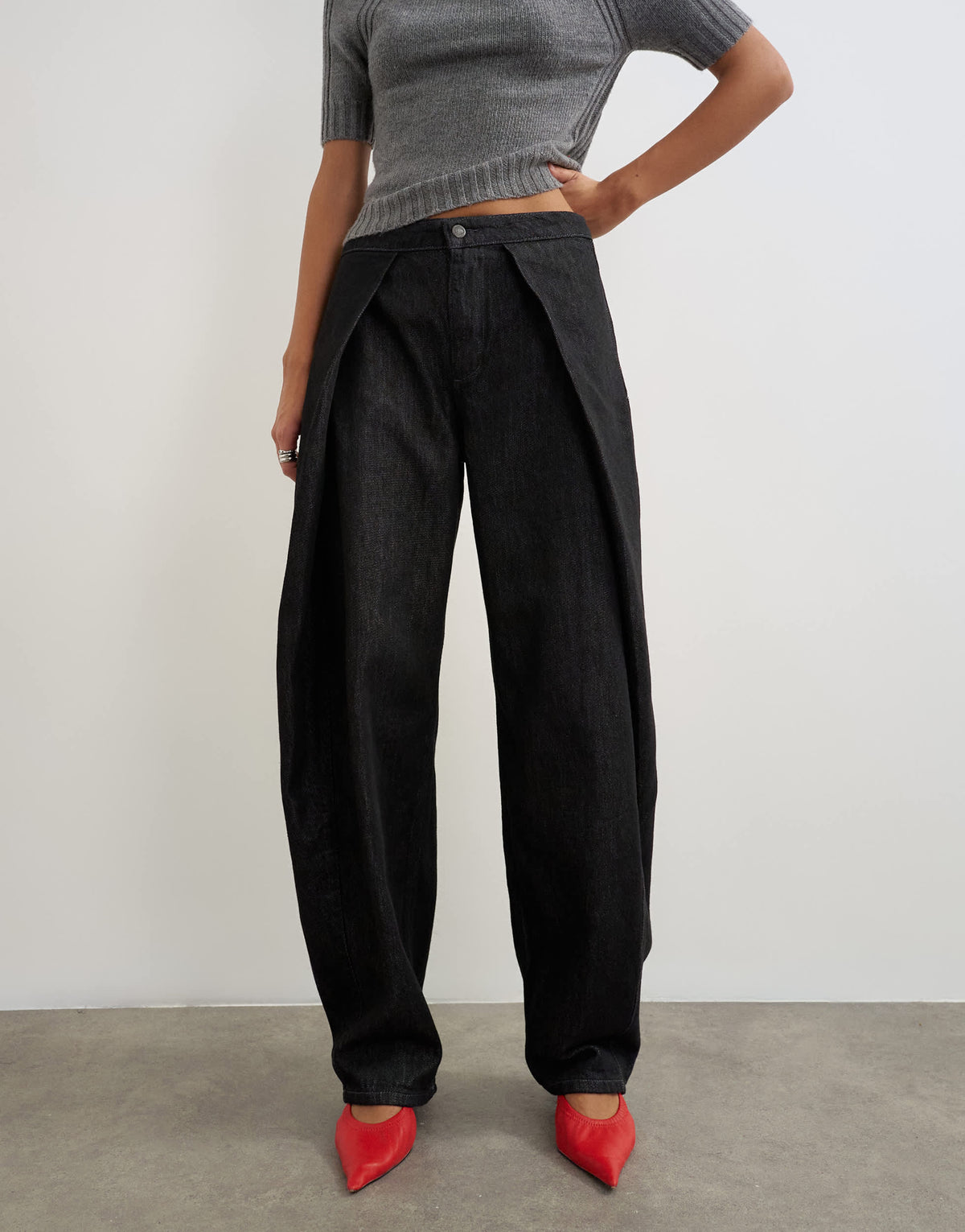 Topshop Wrap Front jean washed black