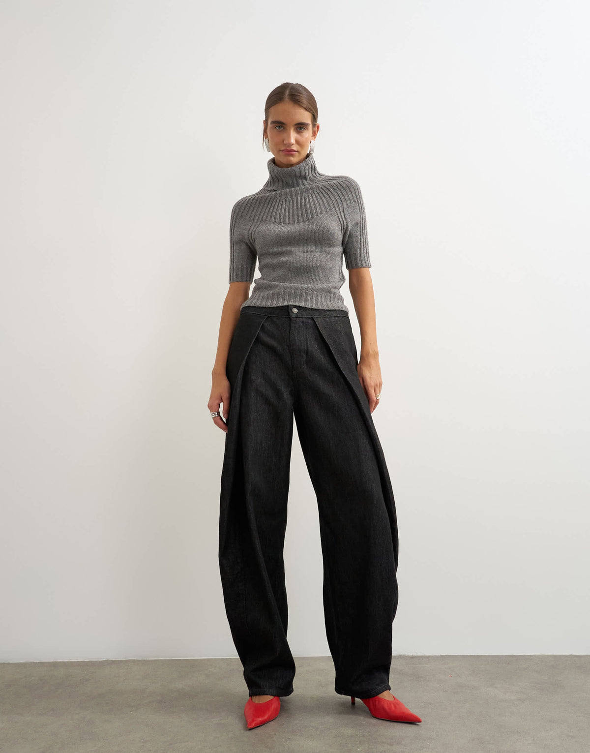 Topshop Wrap Front jean washed black