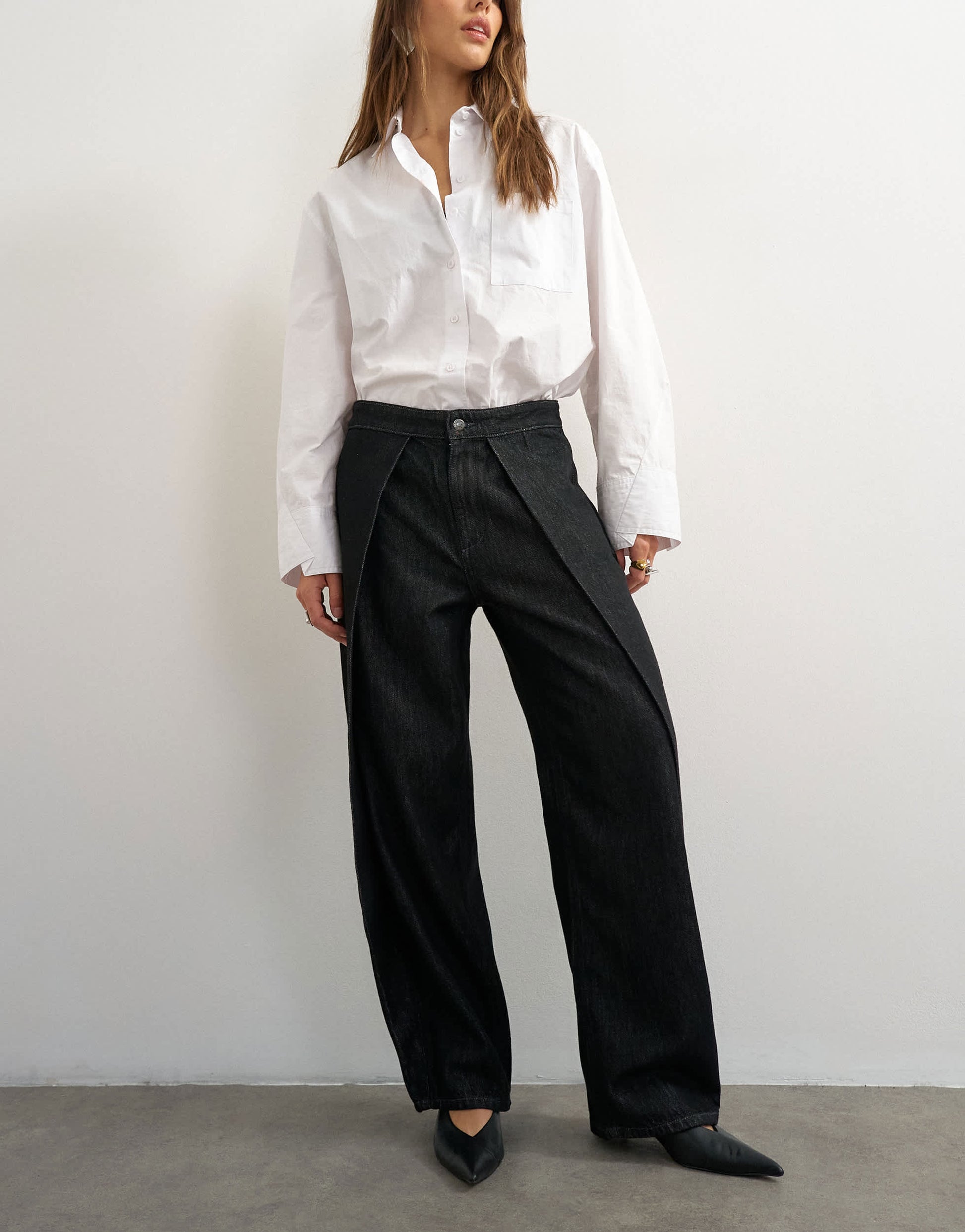 Topshop Wrap Front jean washed black
