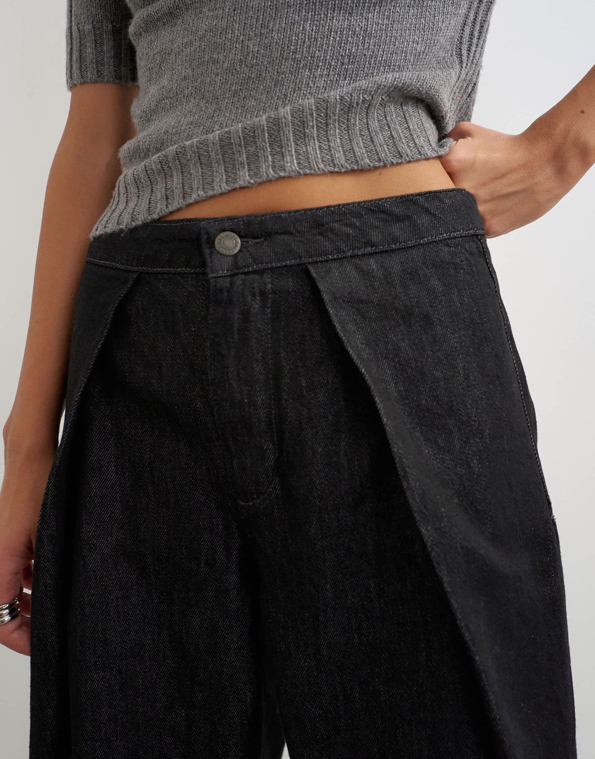 Topshop Wrap Front jean washed black