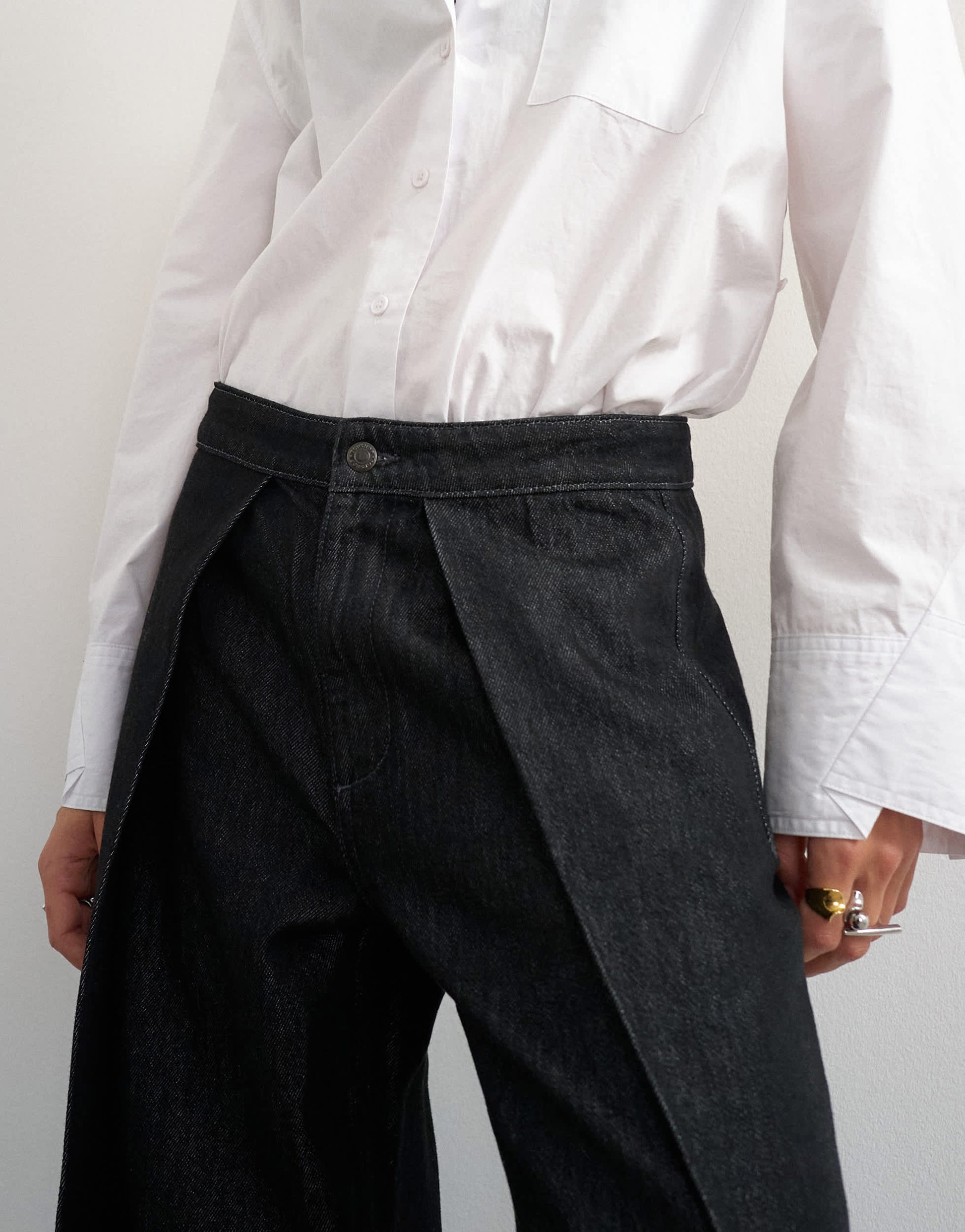 Topshop Wrap Front jean washed black
