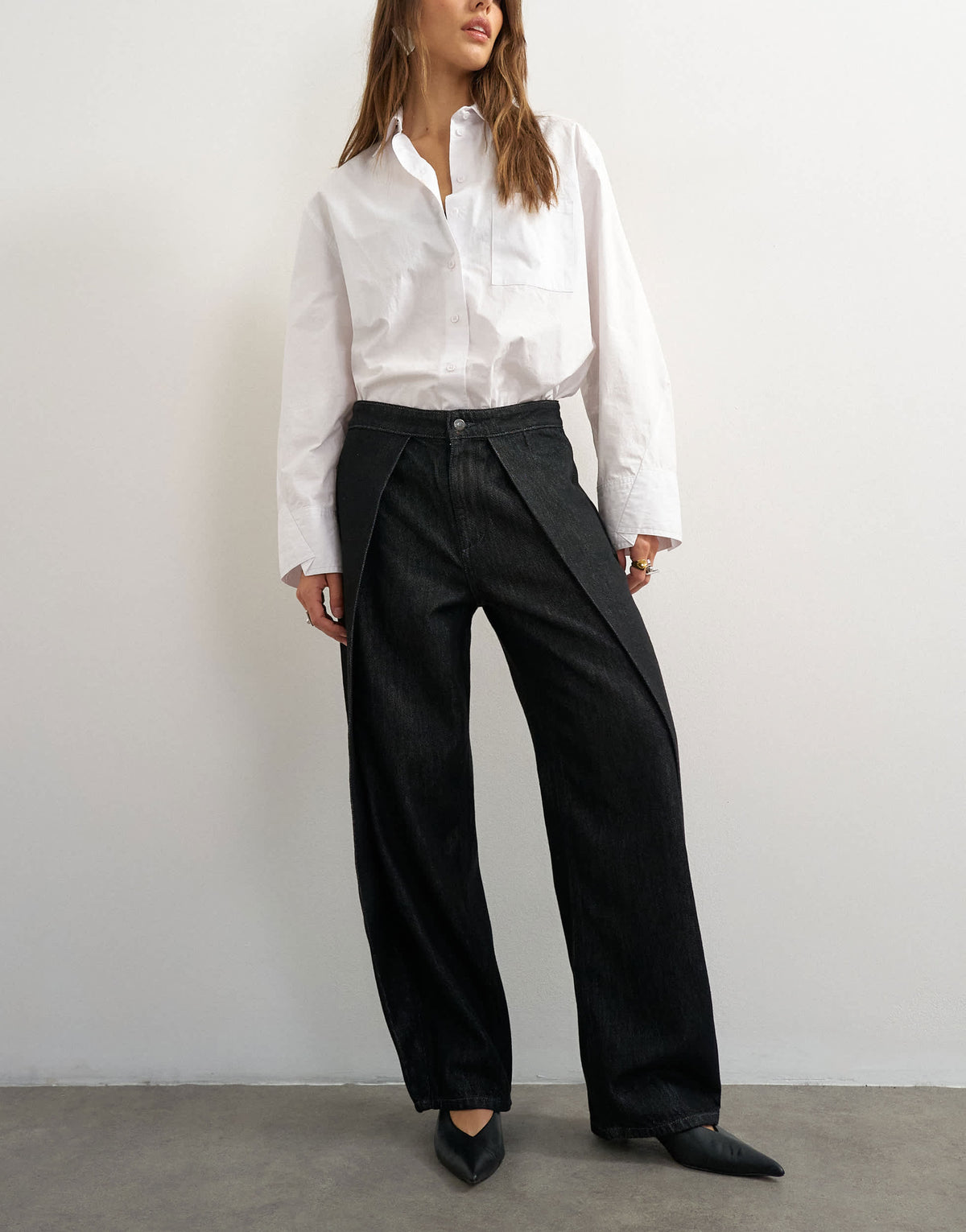 Topshop Wrap Front jean washed black